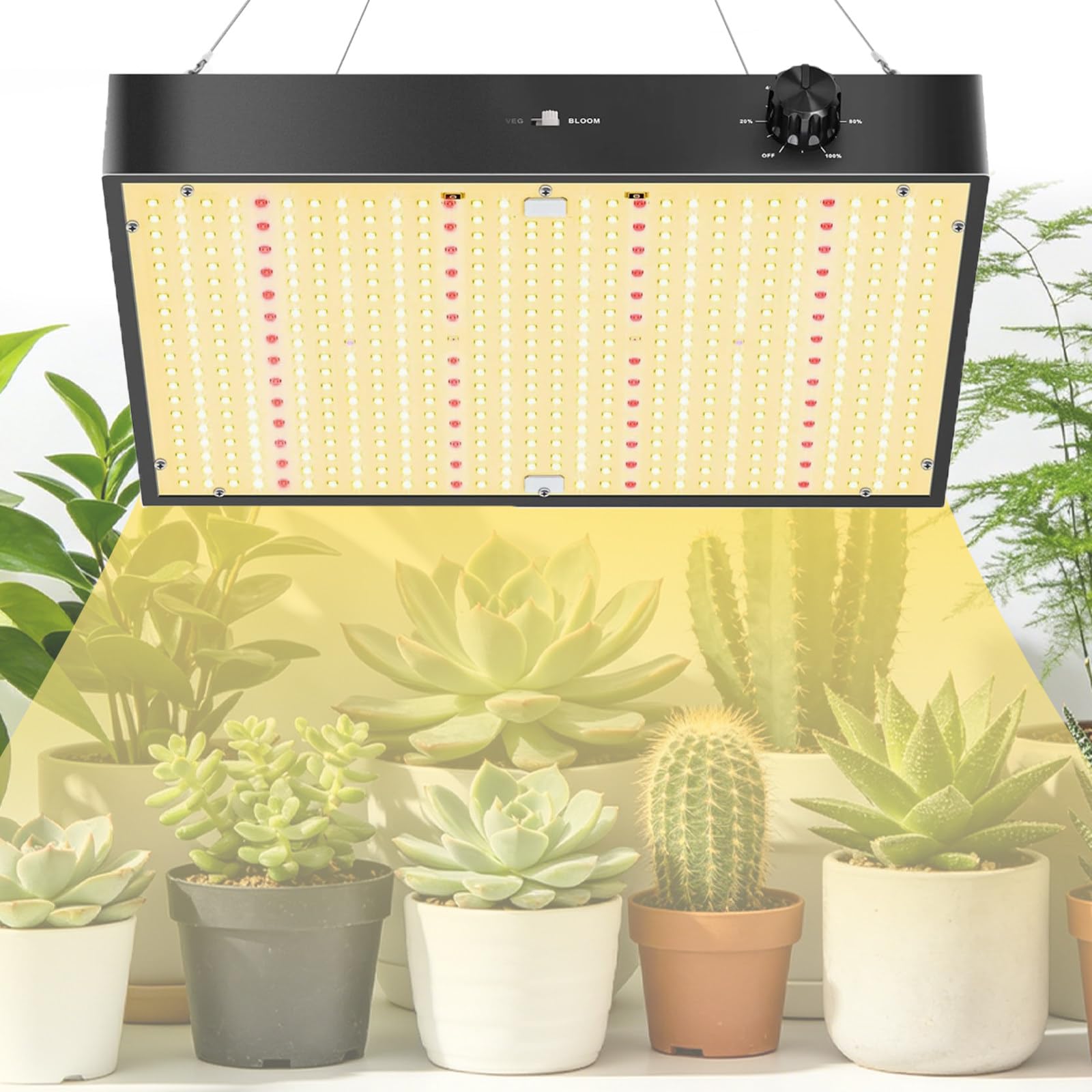 KRYANFEN Growing Lamps 200W Full Spectrum Dimmable Plant Light 572 LEDs 0-100% Brightness Control LED Grow Lights Full Spectrum for Indoor Greenhouse Planting PB2000SingleDimming