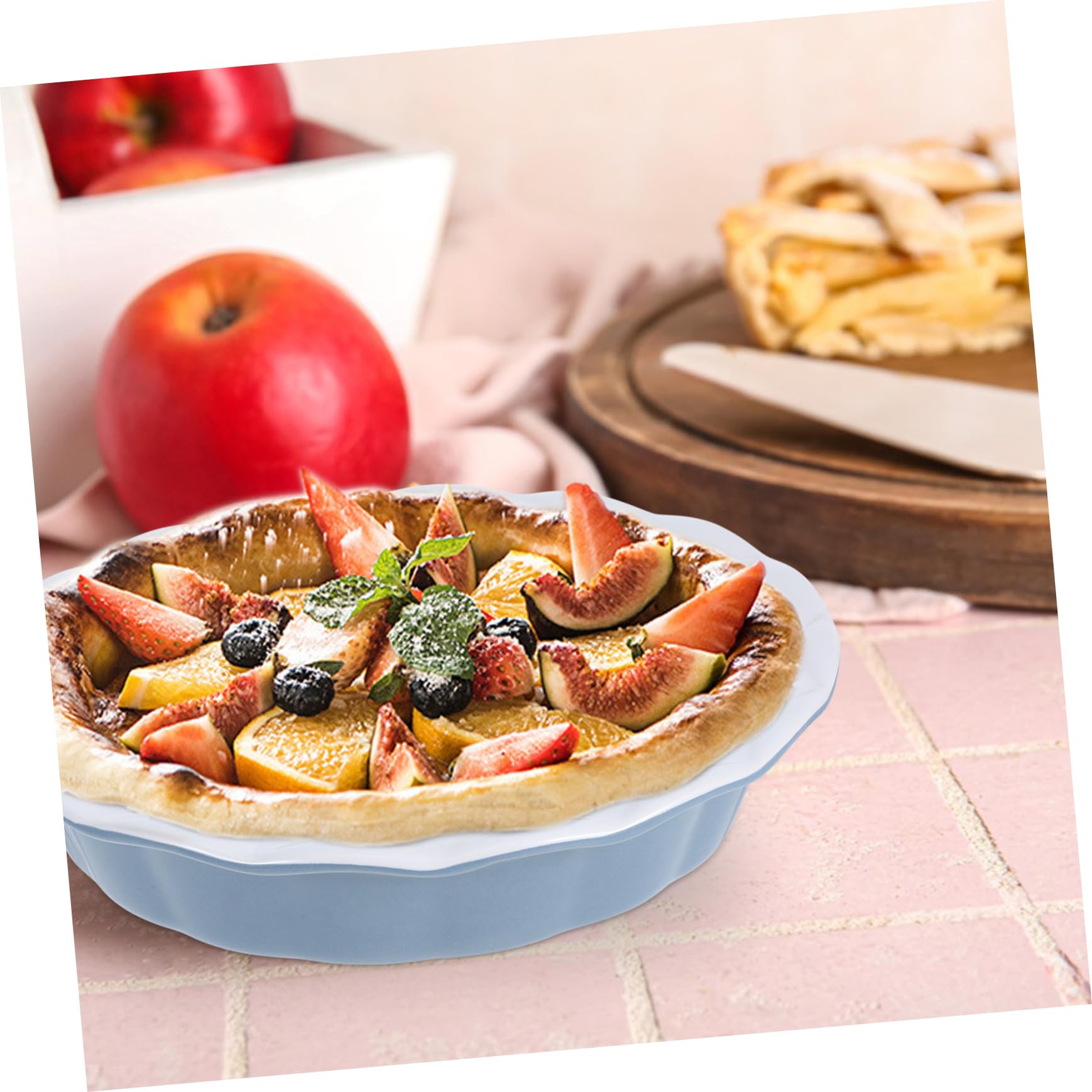 Mobestech Plat à Tarte Four en Céramique Rond 1 Pc, Cuisson Uniforme