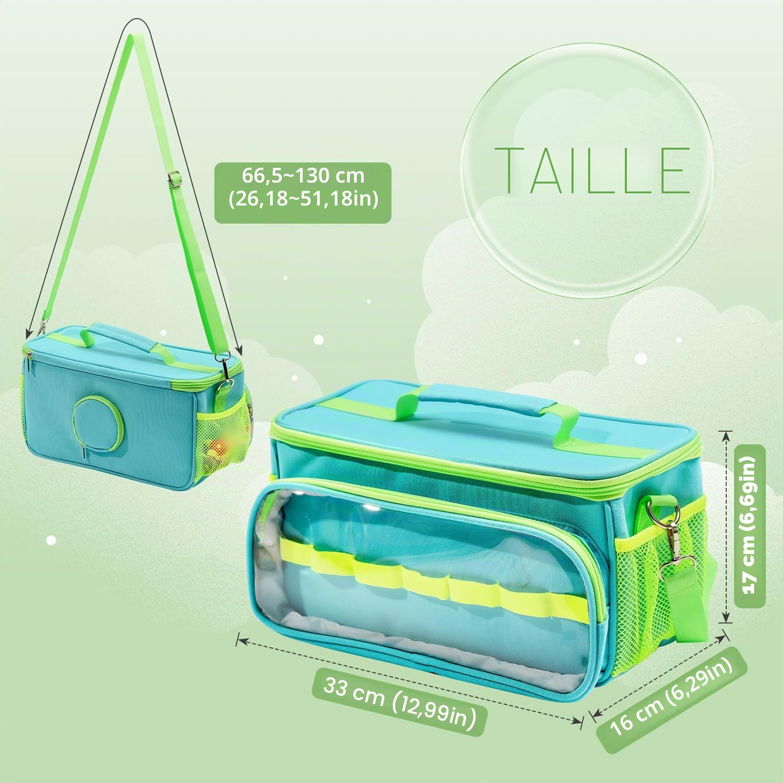 Hautton Sac Transport pour Toniebox Figurine Accessoires, Étui Rangement Portable pour Station de Charge pour Casque avec Bandoulière et Poignée pour Les Voyages et Les Randonnées -Bleu Aquatique