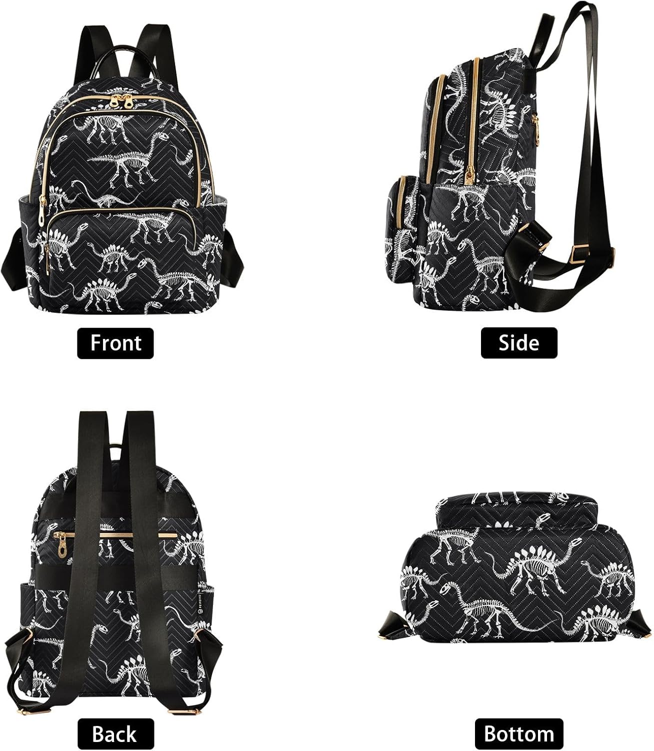 ALAZA Mini Backpack Purse for Women Lightweight Girls Small Size Dinosaur Skeleton School Teens College Traveling