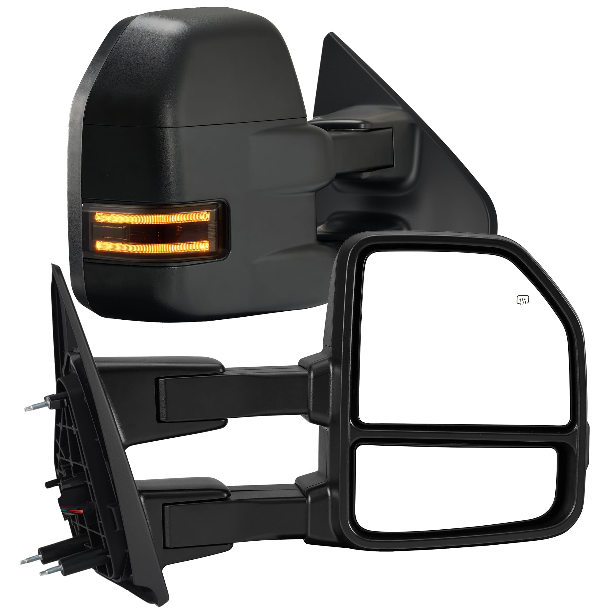 Photo 1 of LUCTEND Tow Mirrors Compatible with 2004-2014 Ford F-150, Smoked LED Turn Signal, Puddle Light, Power Heated, Dual Glass, Manual Telescoping & Folding, Black Housing