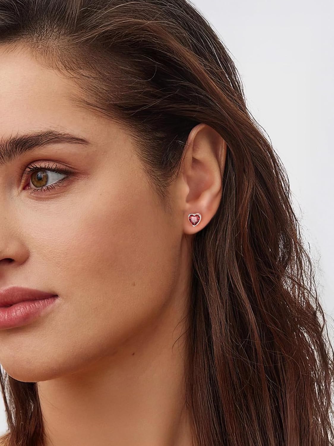 FindChic Sparkling Birthstone Heart Stud Earrings for Women, Silver Plated Studs Cubic Zirconia Earring with 925 Sterling Silver Post & Push Backs, 12 Months Birthday Anniversary Jewelry Gift - Image 2