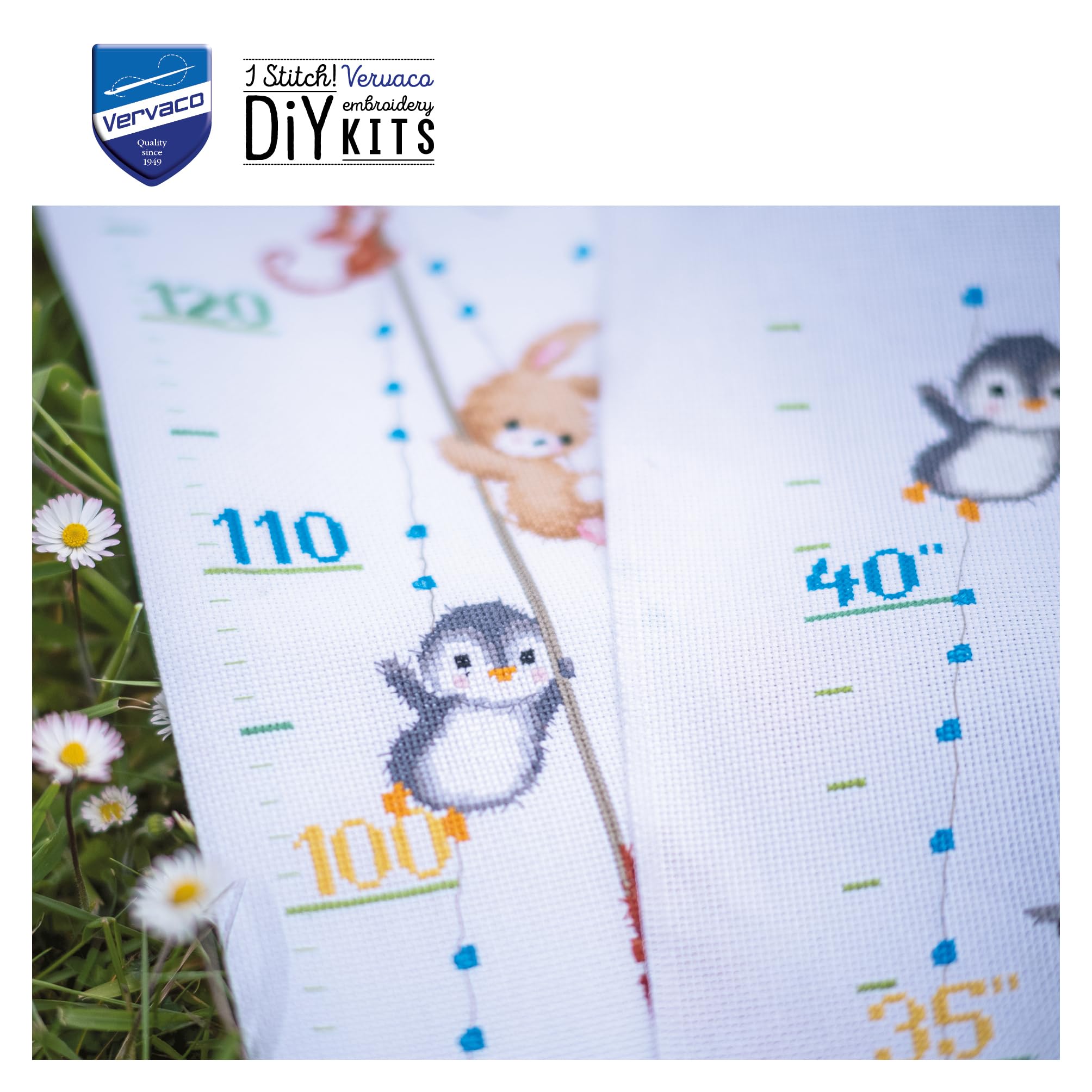 Vervaco Kit Punto De Cruz Medidor De Altura Para Niños NUESTRA MAYOR AVENTURA Regalos DIY Completo Creativo Manualidades Creatividad Adultos Decoracion Pared Bordar Kit Principiantes ca. 18 x 70 cm