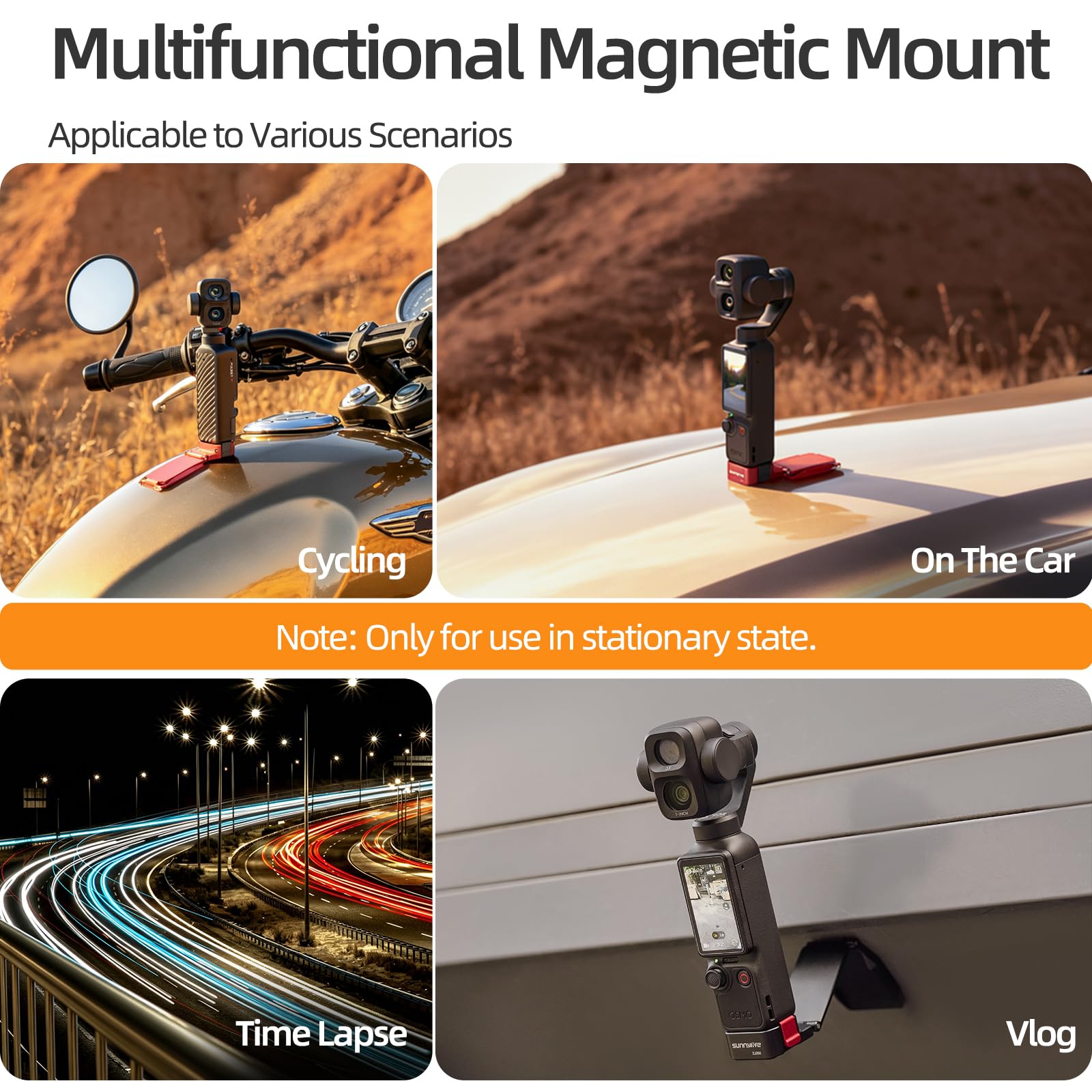Generico Supporto con fissaggio magnetico per DJI Osmo Pocket 4 Pro/4/3, adattatore di espansione magnetico in lega di alluminio con impugnatura regolabile a 180° e vite da 1/4″, rosso