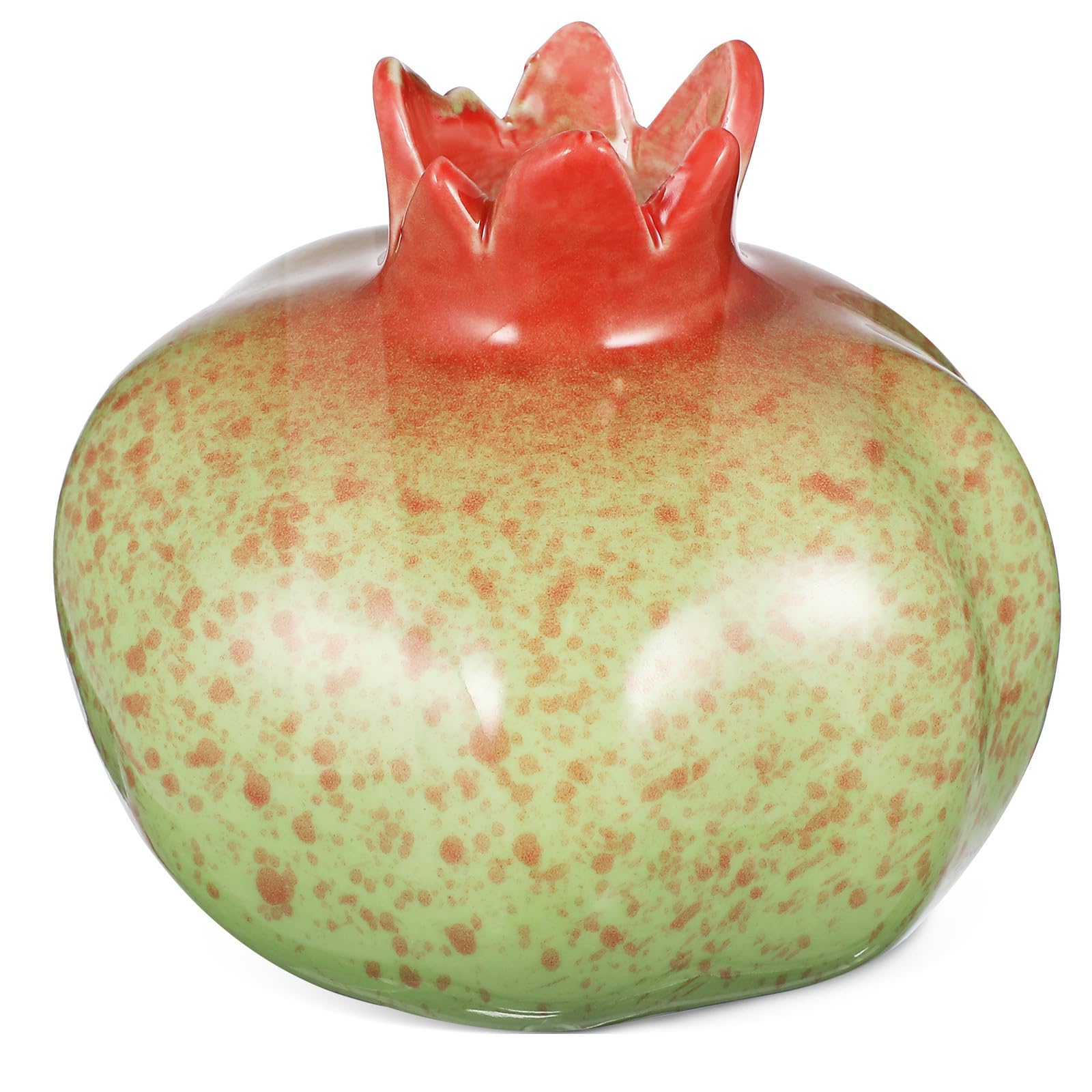 ULTECHNOVO Ceramic Pomegranate Vase Hydroponic Fruit Shape Planter Large Green Tabletop Flower Vase Ornament for Living Room Centerpiece Home Décor