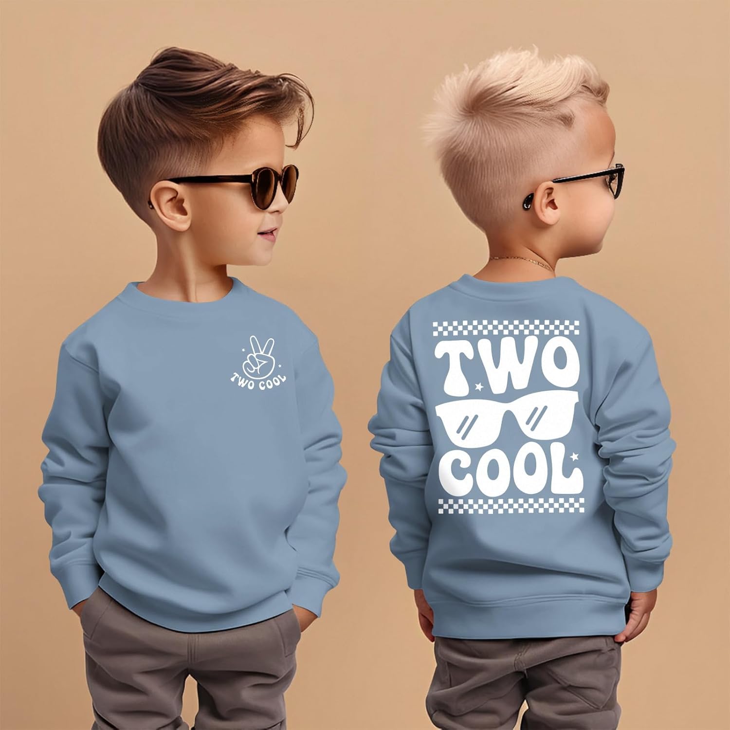 2nd Birthday Sweatshirt for Boy Two Cool Birthday Outfit 2 Year Old Toddler Boy Second Bday Party Long Sleeve Shirt - Image 2