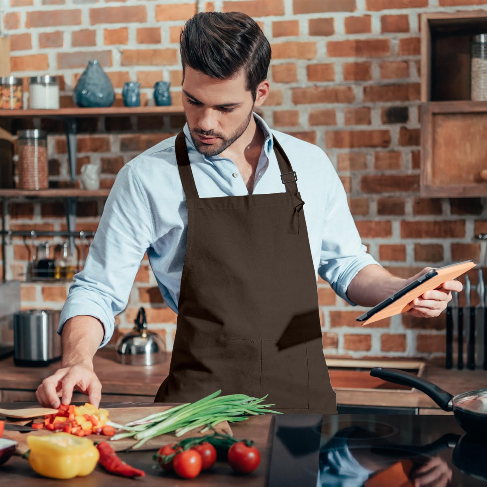 15 grembiuli per adulti, con tasche, regolabili, per donne e uomini, per pittura, cucina, artigianato (S/L)