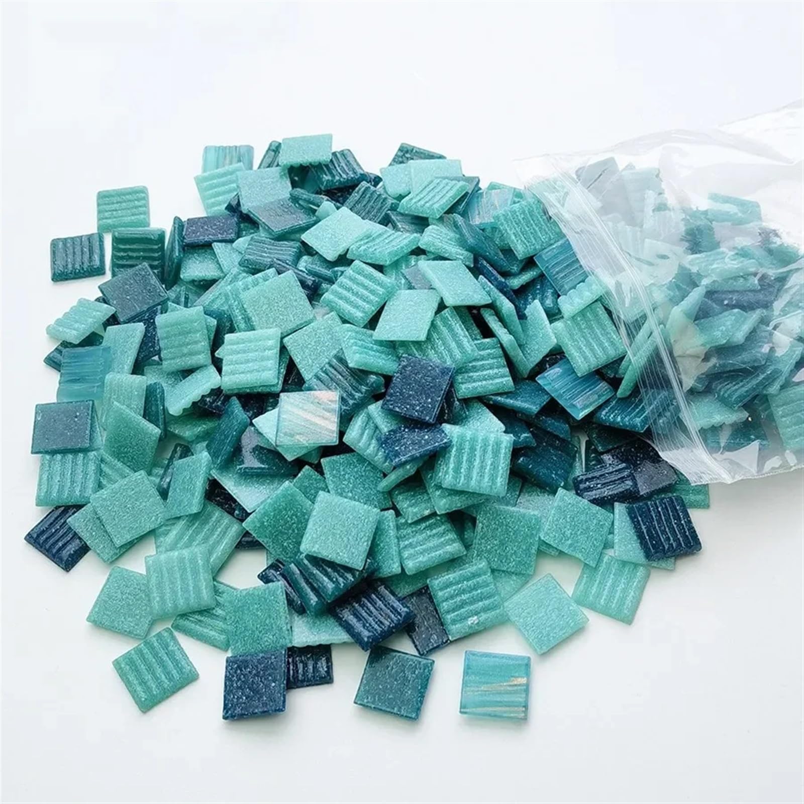 Meytxoa Cyan Mixed Mosaic Tiles 85G/3Oz Approx.30pcs Mosaic Quartz Tiles 2Cm/0.78In Square Tile 0.4Cm/0.15In Thickness Diy Material Mixed Color