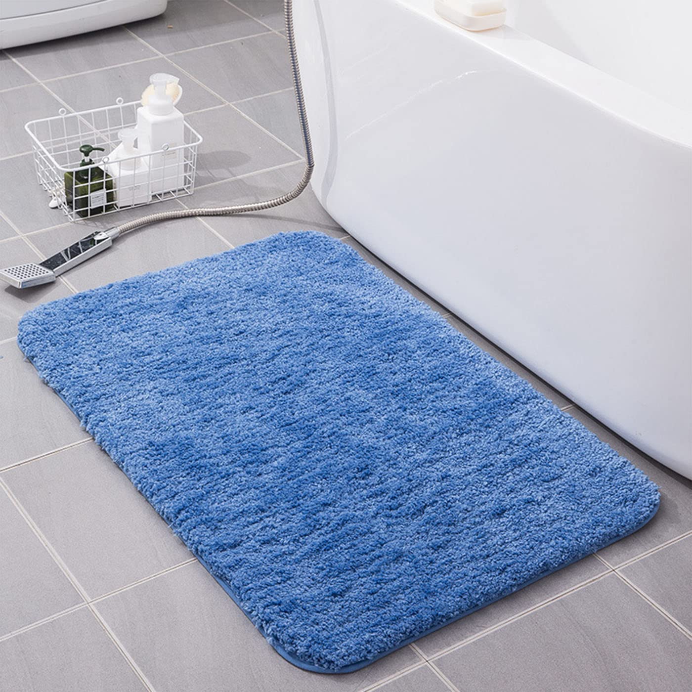 Alfombra de baño de microfibra antideslizante suave de pelo largo para baño y dormitorio, lavable a máquina, 5,60 x 90 cm, ideal para mayor comodidad y seguridad, diseño de secado rápido