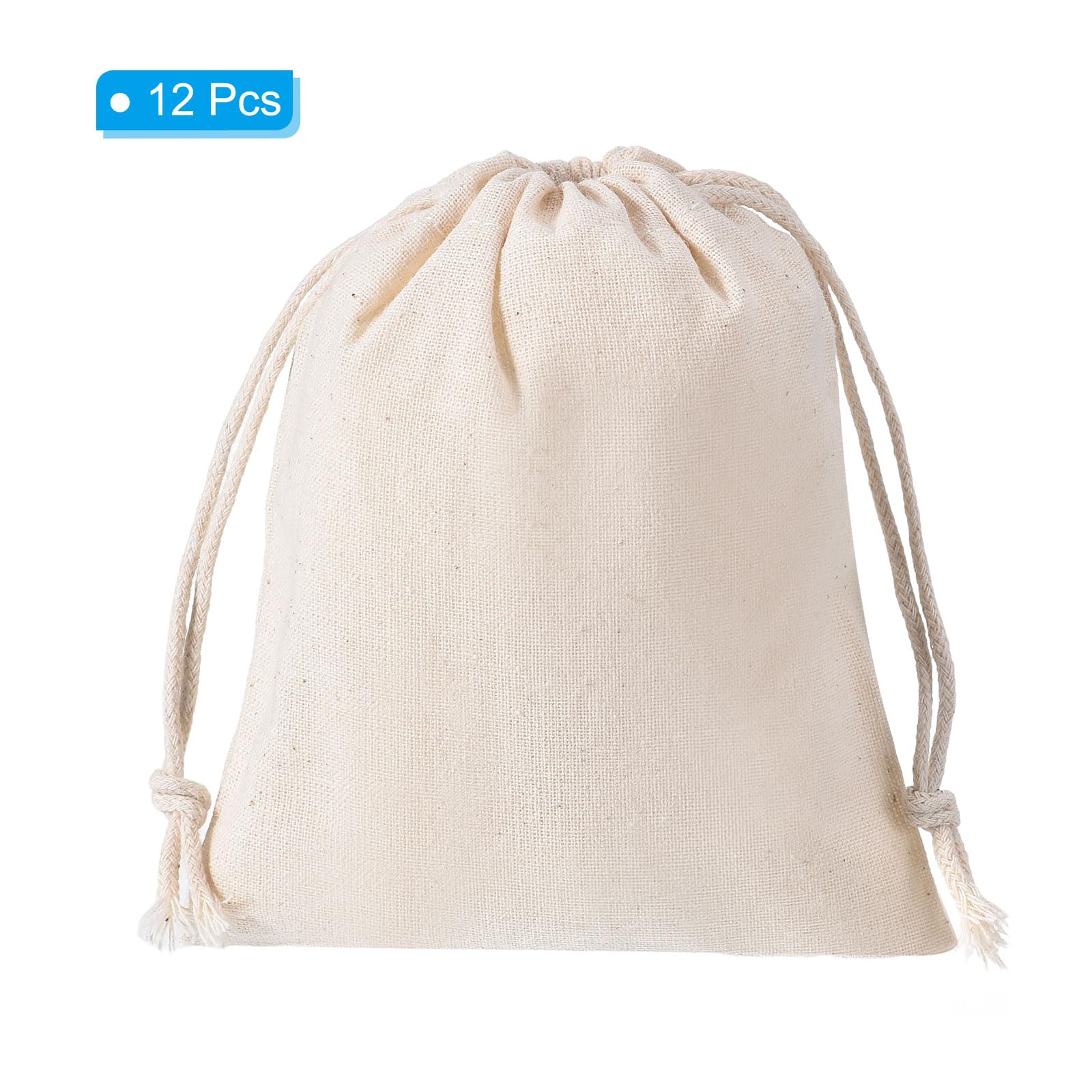 PATIKIL 5"x4" Coin Sacks Bag, 12 Pack Bank Coin Deposit Change Transit Bags Canvas Money Bag with Drawstring Gift Bag Style 2, Beige - Image 3