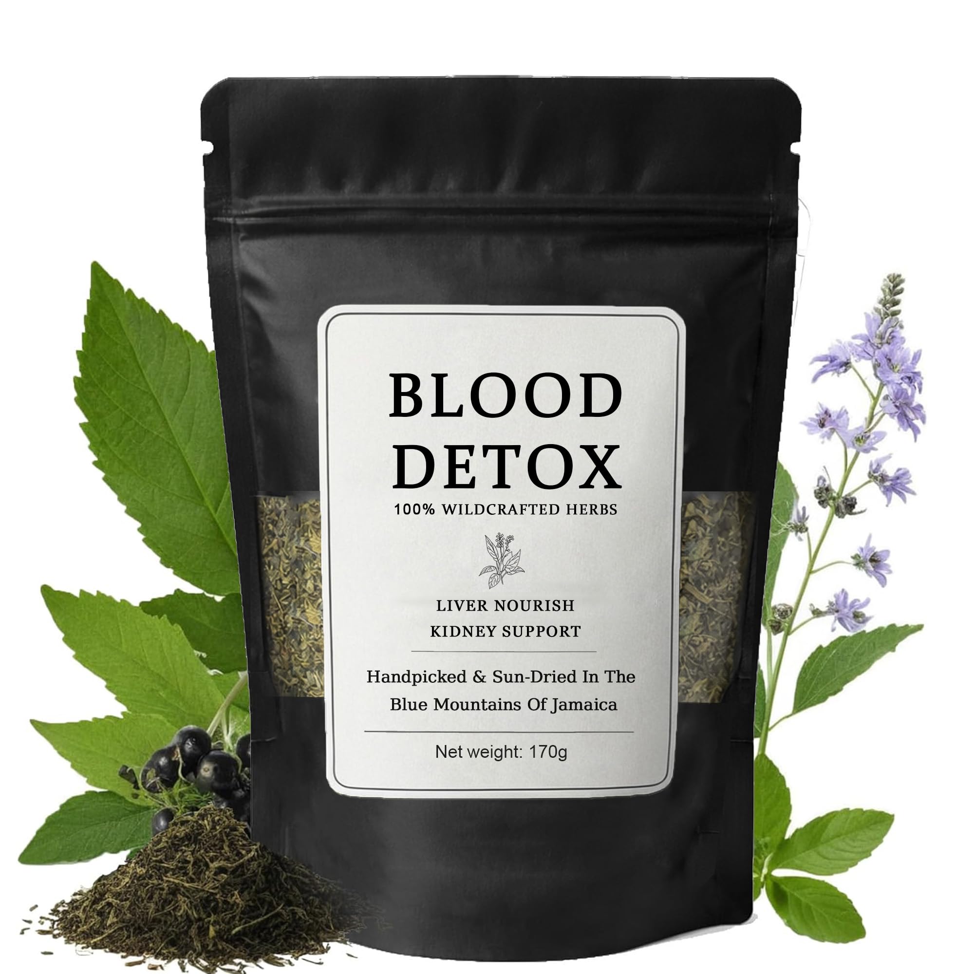 Healing Garden Blood Detox Jamajska herbata, ziołowa herbata botaniczna na bazie roślin z cynamonem, guaco, korzeń łopianu, codzienna przyjemność, oczyszcza krew luźne liście herbata ziołowa 170 g