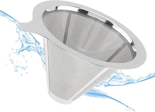 Miniatura 6 de TQEONKL - Gotero de café de 2 a 4 tazas filtro de café de acero inoxidable mantiene el sabor del café natural fácil de usar y limpiar 2 a 4 tazas