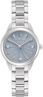 Bulova Sutton Lady Petite women's watch gray background 96P255 316L steel with diamonds