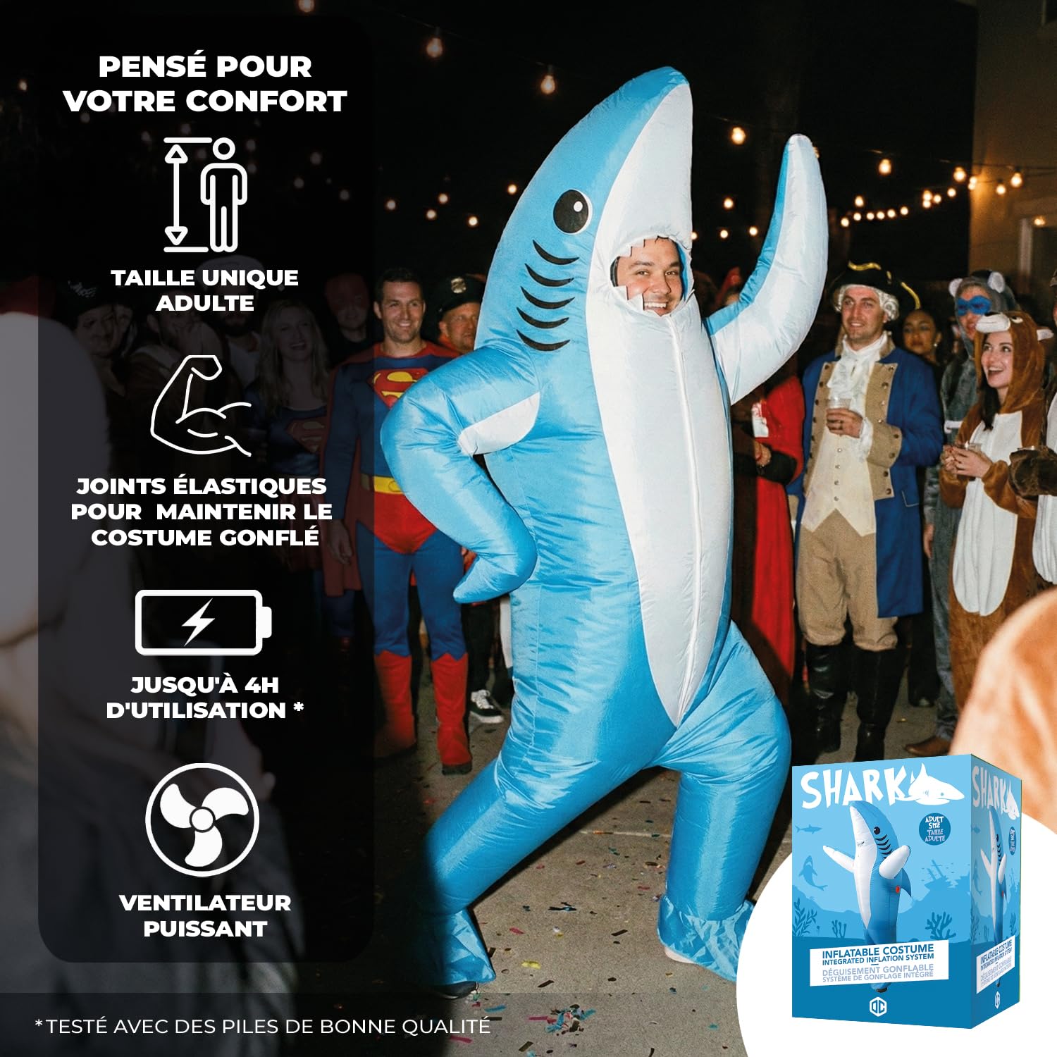 AirSuit® Déguisement Gonflable Requin | Costume Insolite taille Adulte 160 à 190cm | Qualité Premium | En Polyester | Système de Gonflage Inclus | OriginalCup®