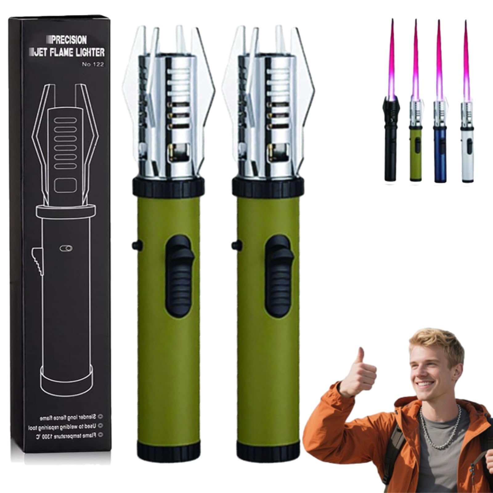 Lux Blaze Lighter, Luxblaze Plasma Lighter, Adjustable Windproof Torch Lighter with Safety Lock, High-Heat Outdoor Flame for Camping, BBQ, Candles, Welding, Baking, Outdoor Cooking (Black2pc) — view 11