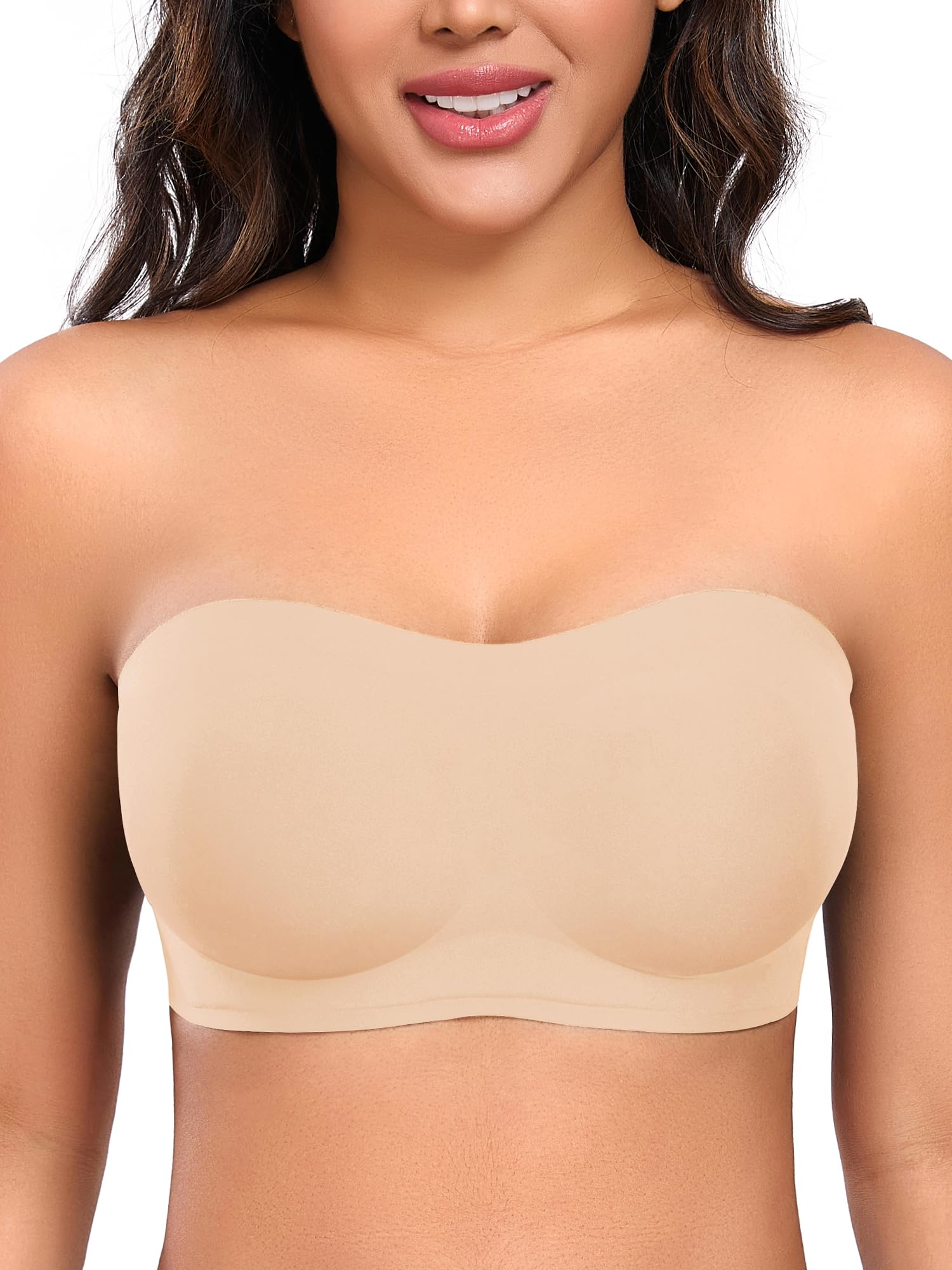 Gailife Smooth Strapless Bras for Women Non-Slip Wireless Bandeau Bra Padded Light Push Up Tube Top Bra