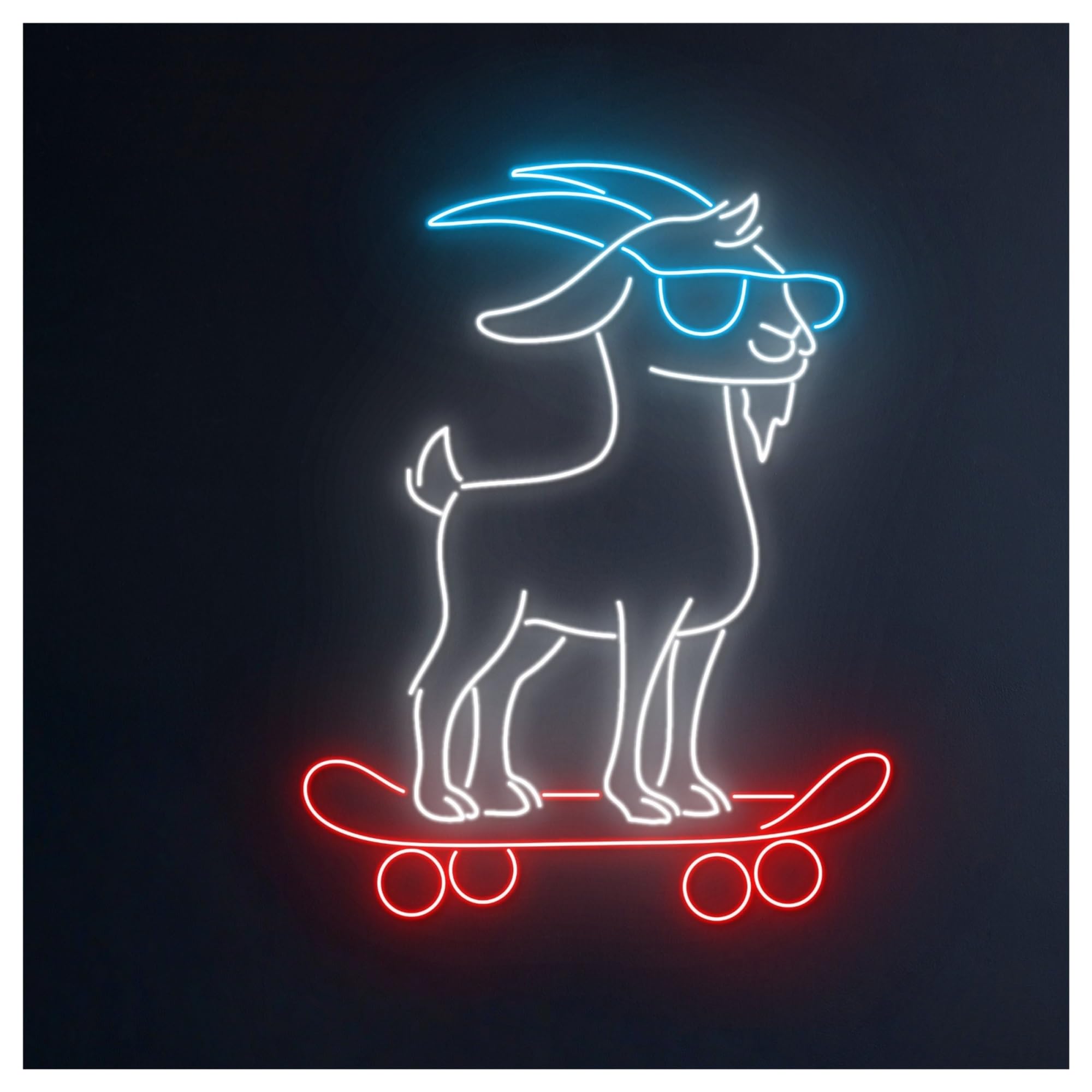 RONGCH Hanging Art Neon Signs Goat Skateboarding Neon Sign, Suitable for Game Room Home Wall Decor with Dimmable 50cm