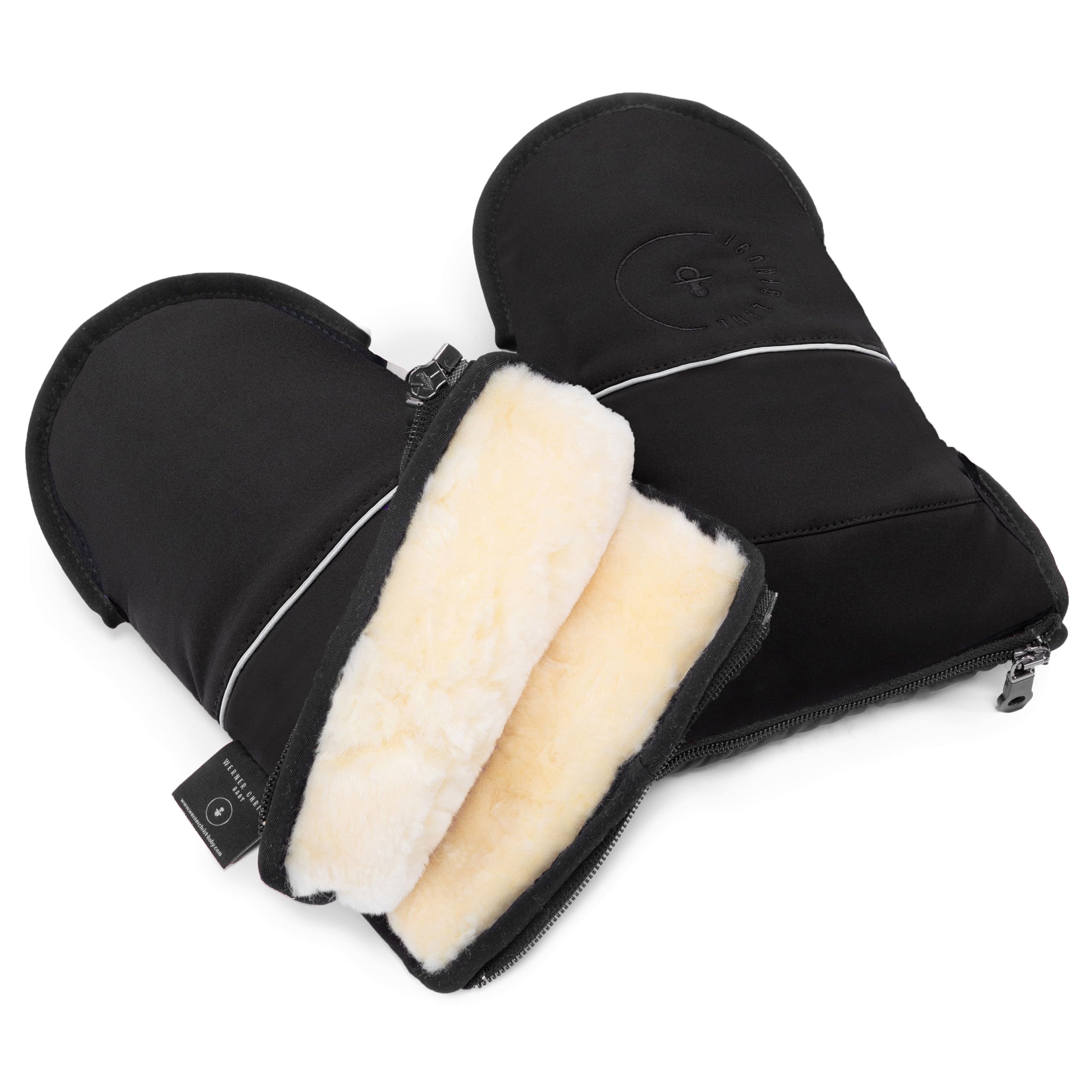 Lammfell Handwärmer von WERNER CHRIST BABY – GLOVY ICONIC LINE Handschuhe sind der ideale Kinderwagen-Muff aus medizinischem Fell, warmer wasserabweisender Handmuff, in schwarz