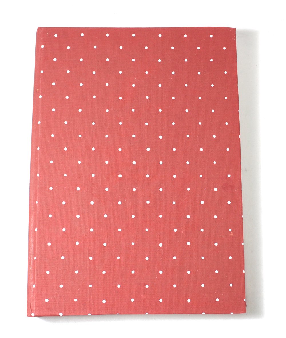 mycarbonfootprint Tiny Cream Colour dotts Printed on red Paper as Cover Totally Wood Free & Acid Free A5 Notebook with 48 Sheets / 96 Page Gift for Men Personal Diary