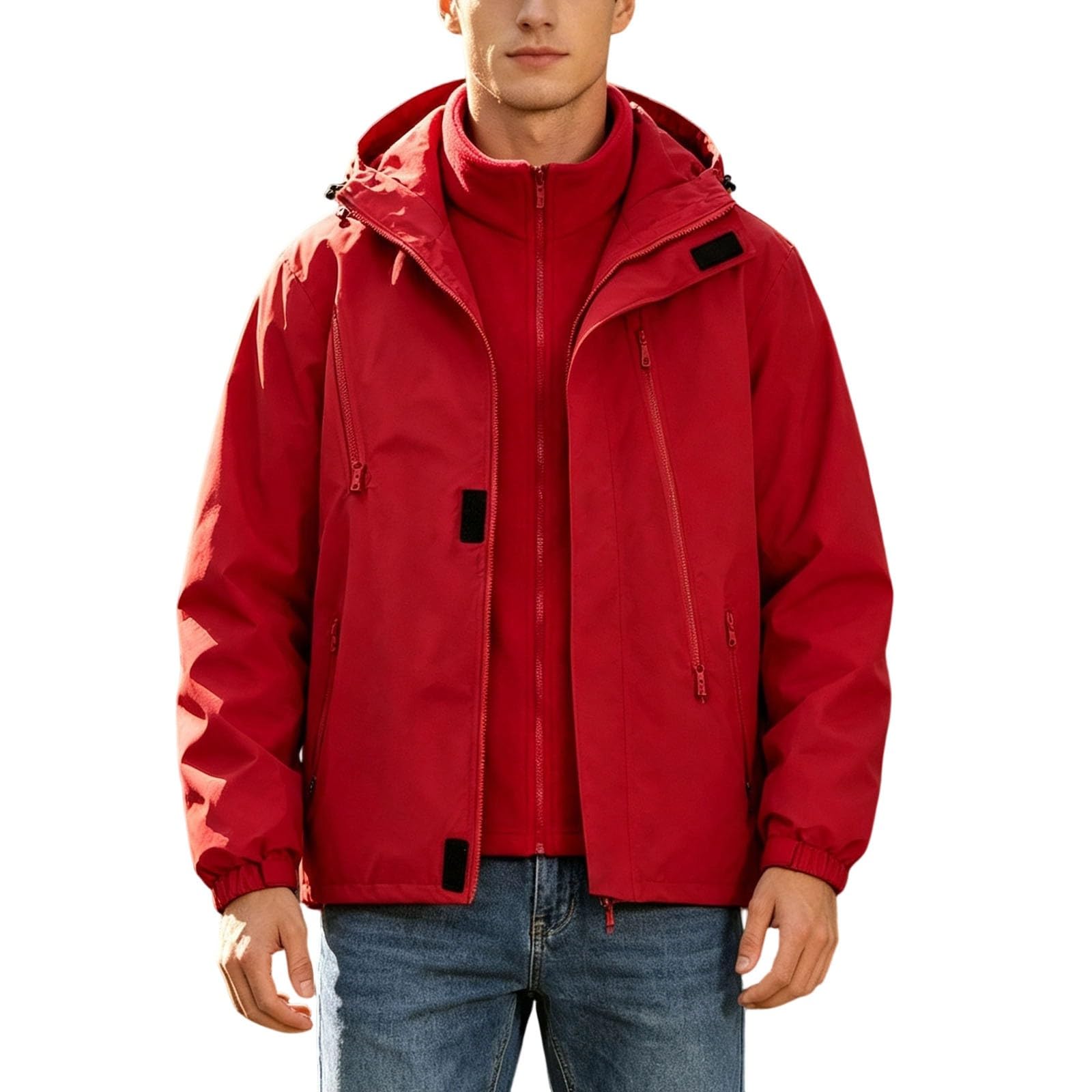 Giacca da esterno versatile 2 in 1 per uomo, antivento e foderata in pile,