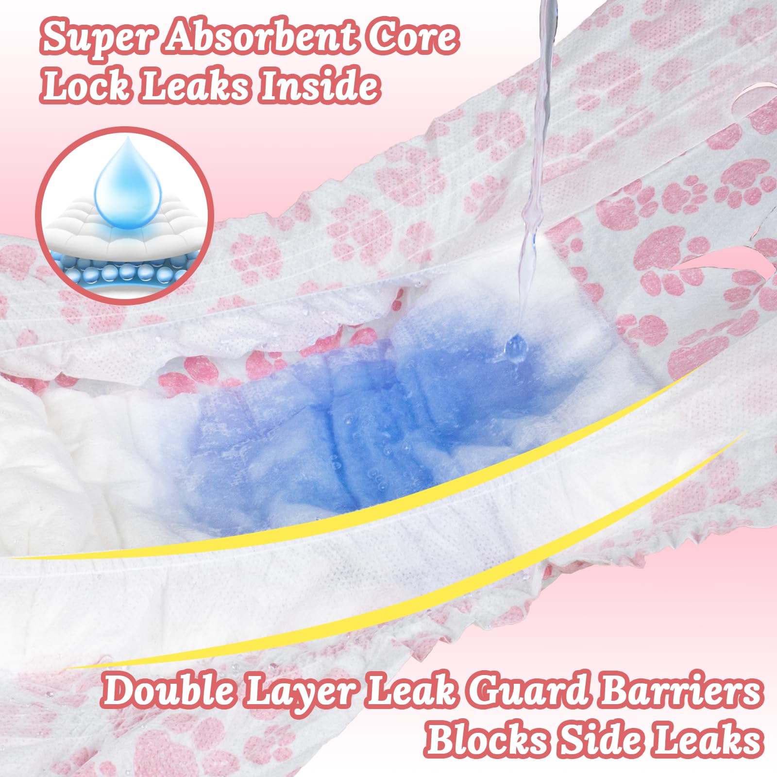 FuzzFables Dog Nappies Female 20 Count, Disposable Breathable Nappies with Wetness Indicator, Higher Back Coverage - Image 4