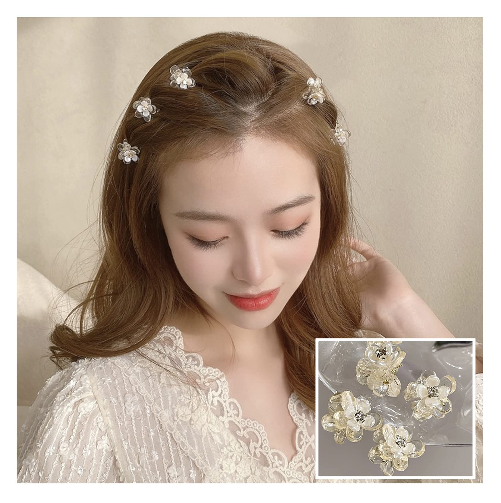 Amazon.co.jp: ヘアクリップ ヘアアクセ パール フラワー 小さめ 大人 