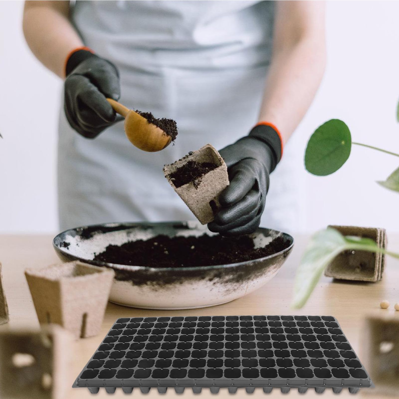 IMIKEYA Lot de 10 Plateaux de Germination réutilisables - 128 alvéoles - Plateaux de Culture pour la Germination en Serre intérieure, 80 g