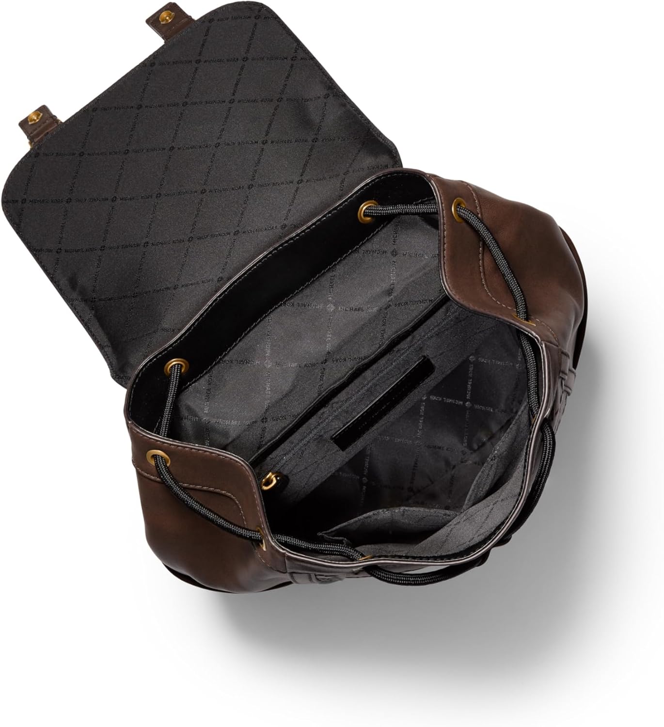 Michael Kors Colby Medium Buckle Flap Backpack, Brushed Gold-Tone Hardware/Chocolate