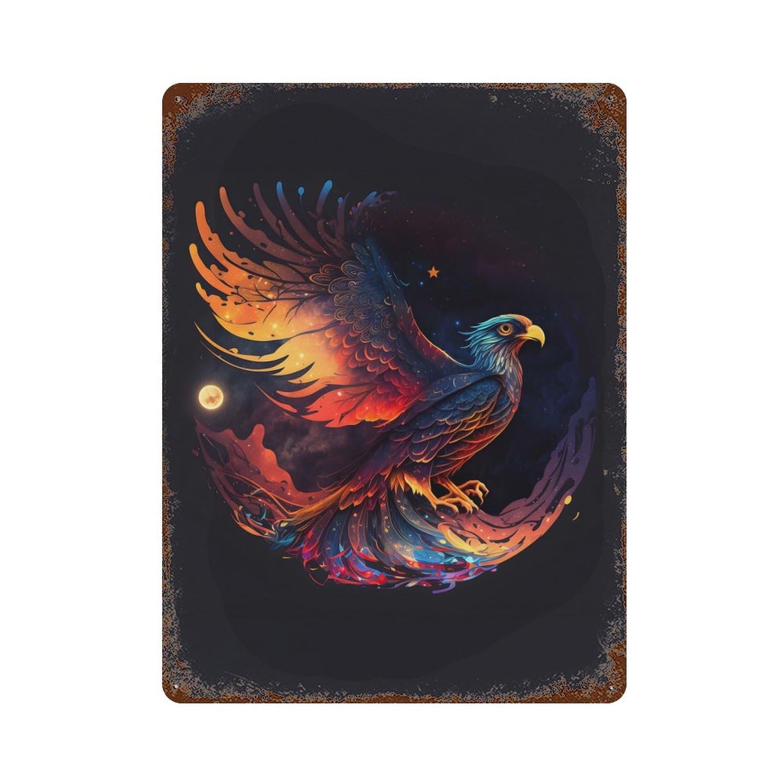 Decorative Tin Sign with Phoenix 2 Design 15.7"x11.8", for Basement, Hobby Room And Garage Decor, Rustic Home Decor