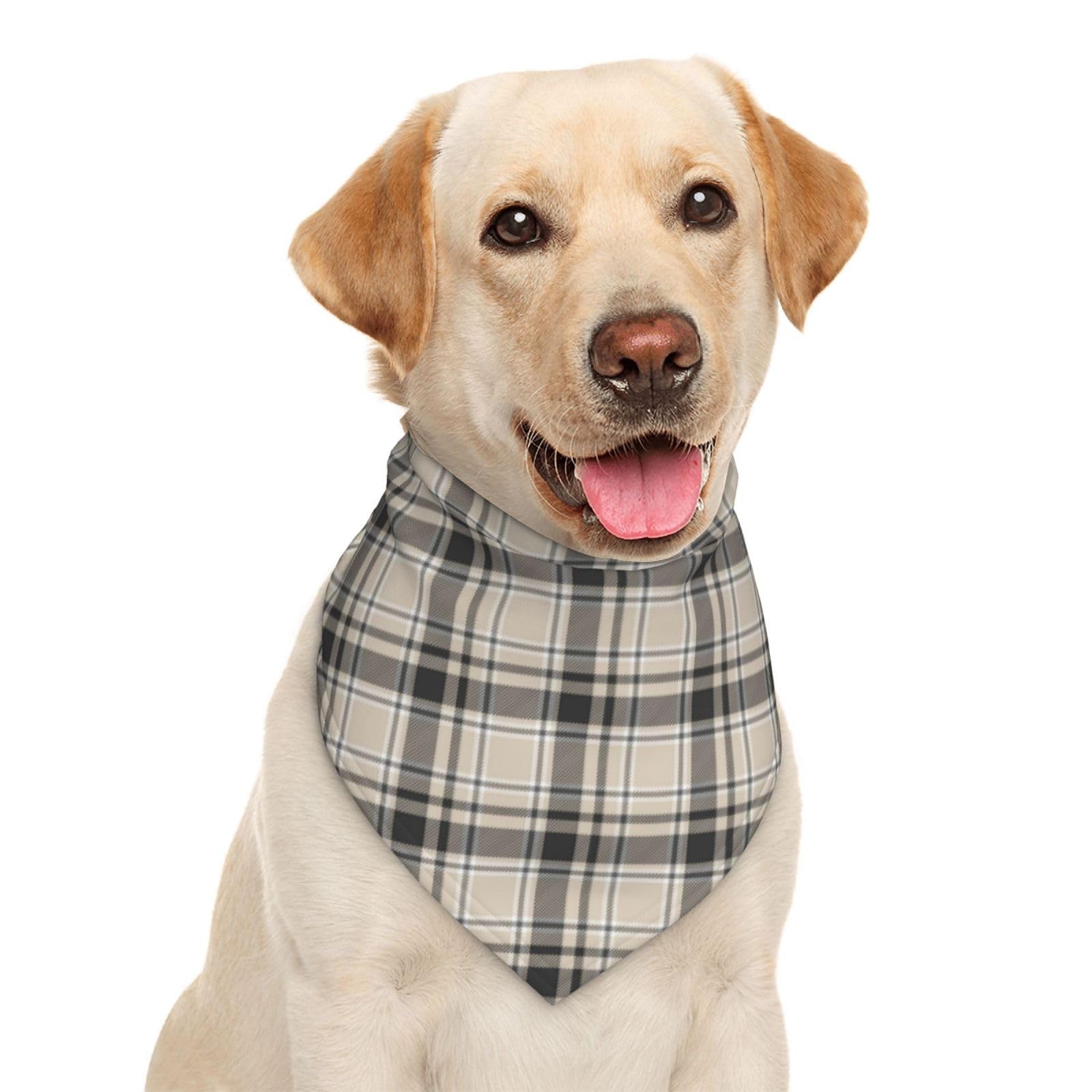Scots Style Tartan Plaid Gray Brown Dog Bandana Scarf Triangle Bibs Pet Accessories Cat Kerchief