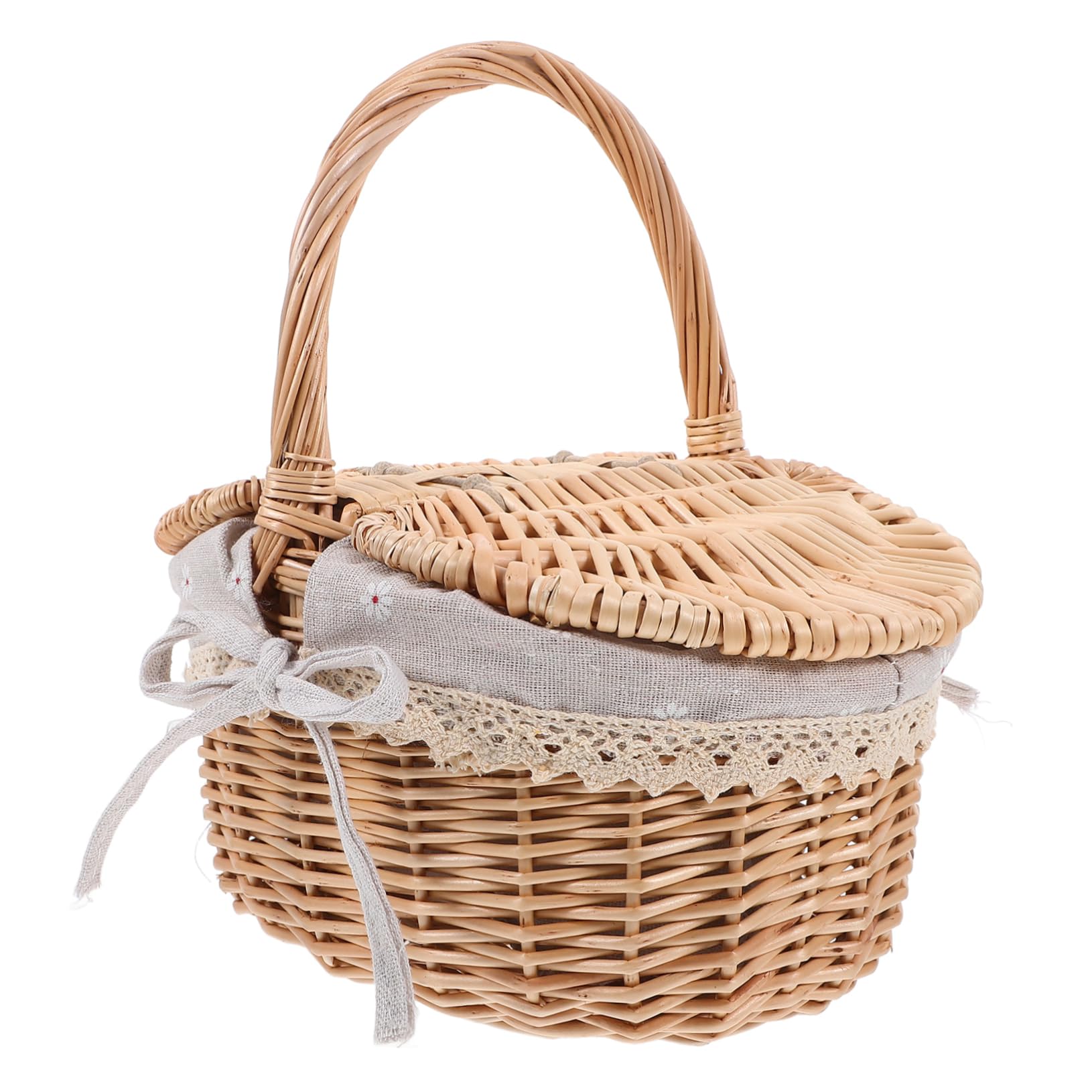 Levemolo Picnic Basket Table 26x18x15cm Woven Storage Handwoven Lid Versatile for Occasion