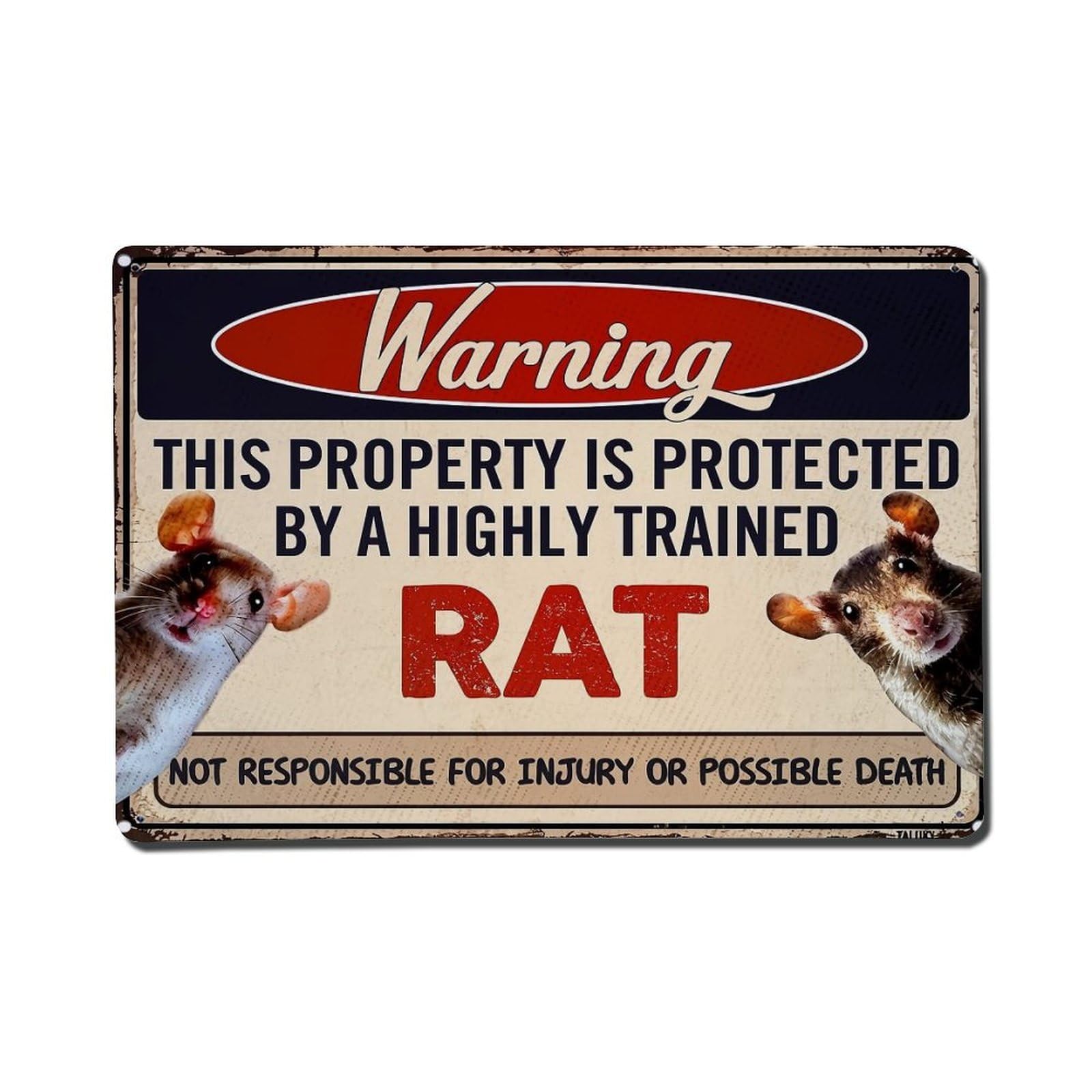 Jdfenggu Vintage Warning Sign With Rats Retro Metal Tin Sign, Metal Poster For Bar, Home, Man Cave, Kitchen, Laundry Room Art Decor 8X12 Inch