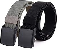 HOANAN 2-Pack Men's Elastic Stretch Belt - No Metal Nylon Tactical Hiking Belt, All Sizes, TSA Friendly