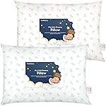 KeaBabies 2-Pack Toddler Pillow 13x18 - Soft Organic Cotton Kids Travel Bed Pillows for Sleeping, School, Nap, Machine Washable, Toddlers 2 to 5, Pillowcase Sold Separately (Excavator)