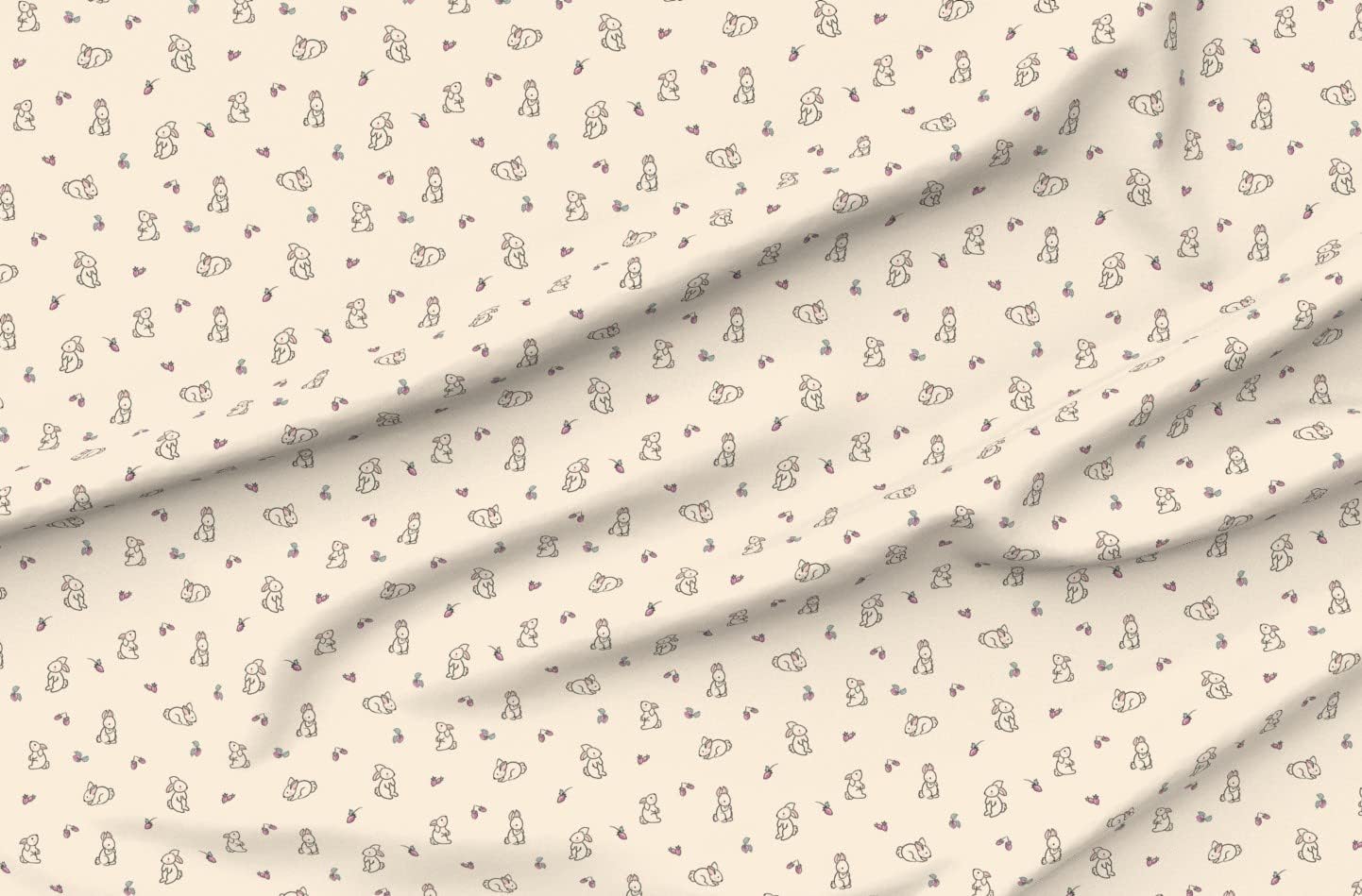 Spoonflower Fabric - Boho Baby Bunny Easter Small Scale Whimsical Cute Beige Neutral Printed on Petal Signature Cotton Fabric Fat Quarter - Sewing Quilting Apparel Crafts Decor