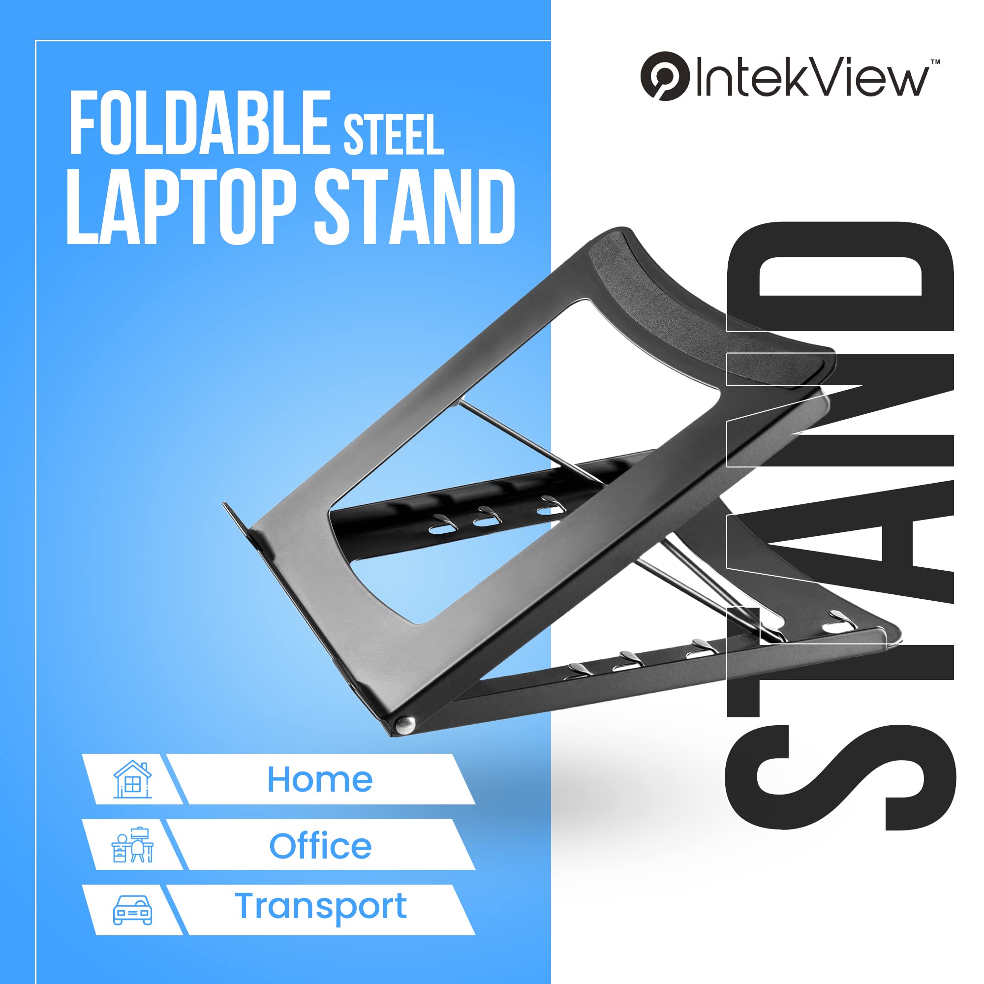 IntekView Foldable Laptop Stand - Adjustable Portable Riser For 10-15 Inch Laptops (MacBook, Dell, HP, Lenovo)