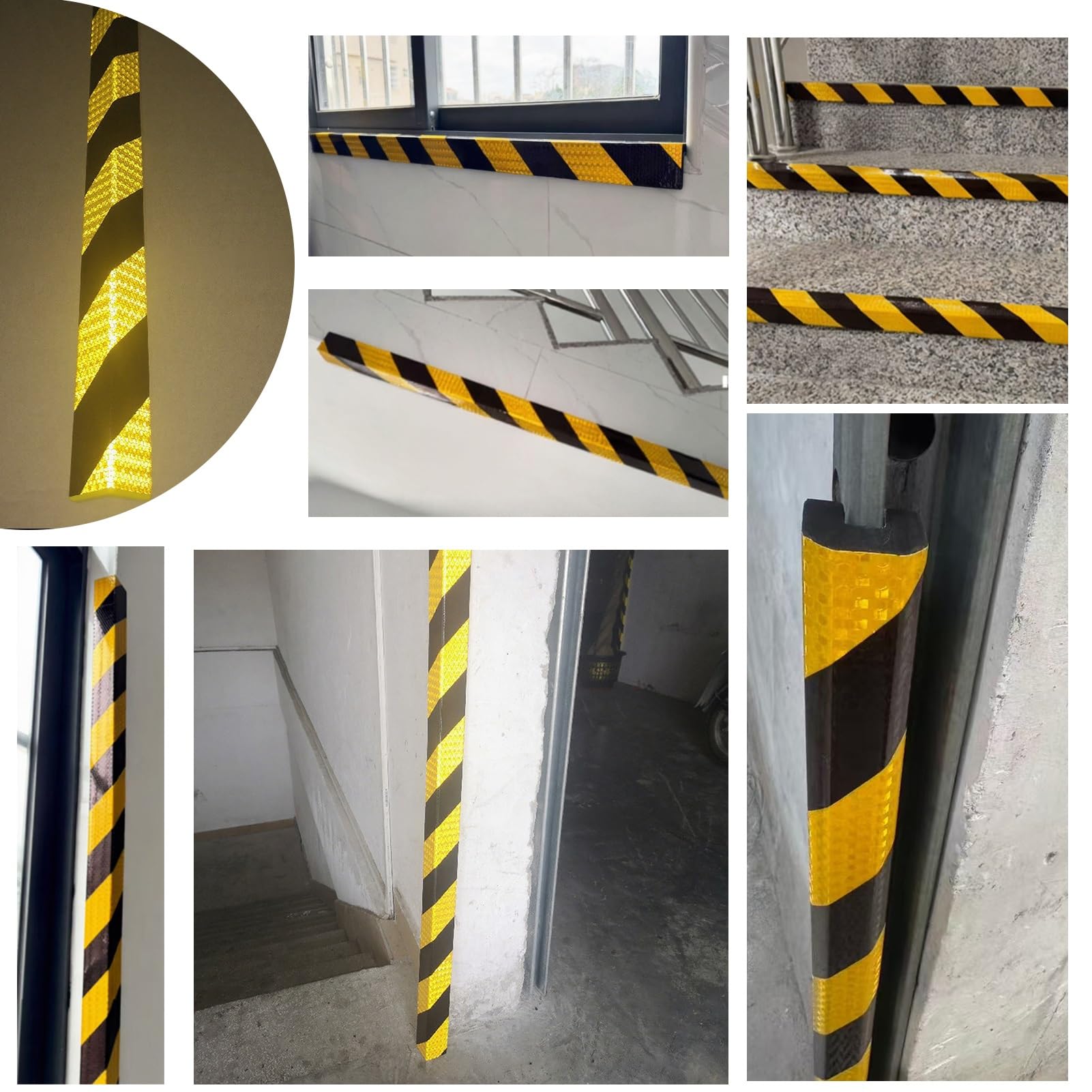 Protectores de bordes de espuma, tiras de seguridad reflectantes, acolchado de goma, protectores de esquina autoadhesivos para paredes, 30 unidades de protección industrial