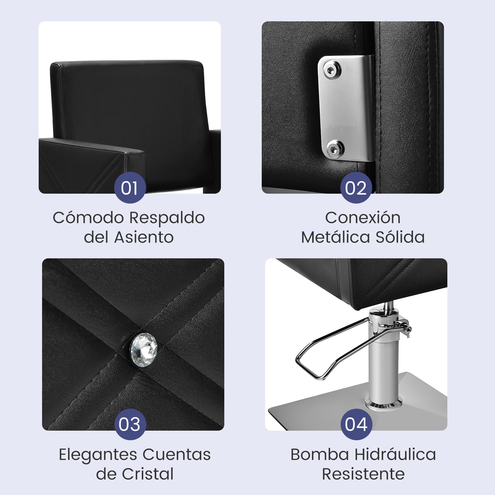 RELAX4LIFE Silla Peluquería Giratorio 360° con Altura Regulable 94,5-110cm, Bomba Hidráulica, Reposabrazos y Reposapiés, Sillón Barbero para Salón de SPA y Belleza, Barbería, Carga 150kg (Negro)