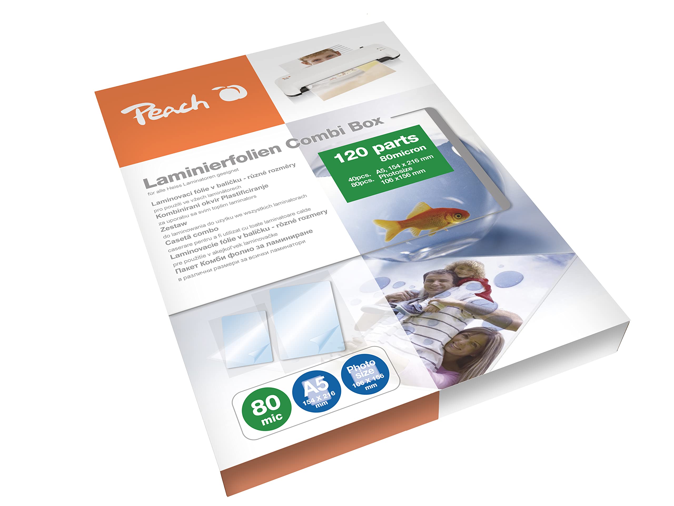 Peach PPC500-04 Laminating Pouches 40 x A5 and 80 x 10 x 15 cm Photo 80 mic 120 Pouches Glossy Compatible with Laminators of All Brand Manufacturers - Image 2