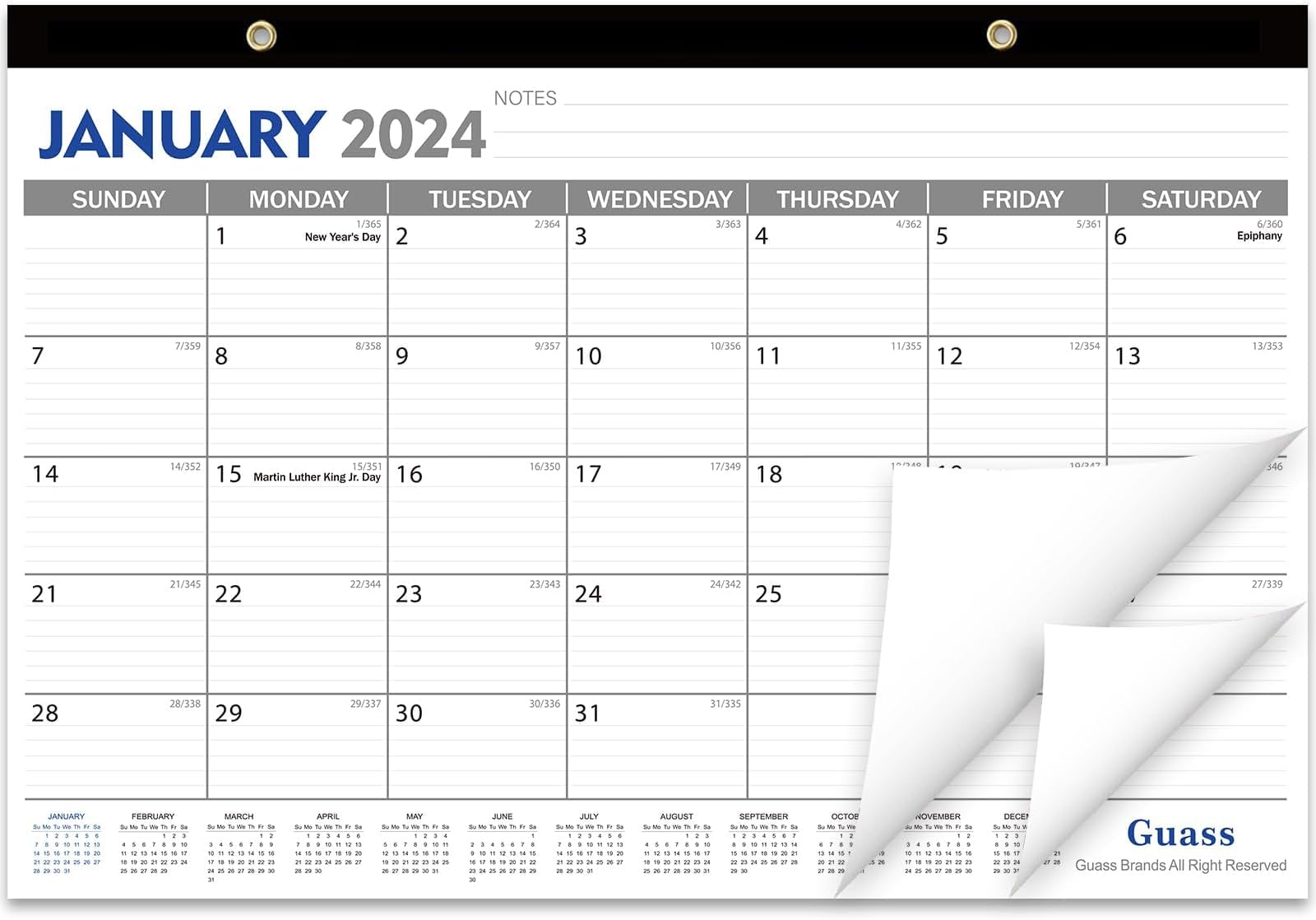 Agenda Visual Tareas Calendario Escritorio 2025-2026 | Agenda Julio 2025 A Diciembre 2026 Verde Calendario 2025-2026 Papel Grueso Doble Alambre