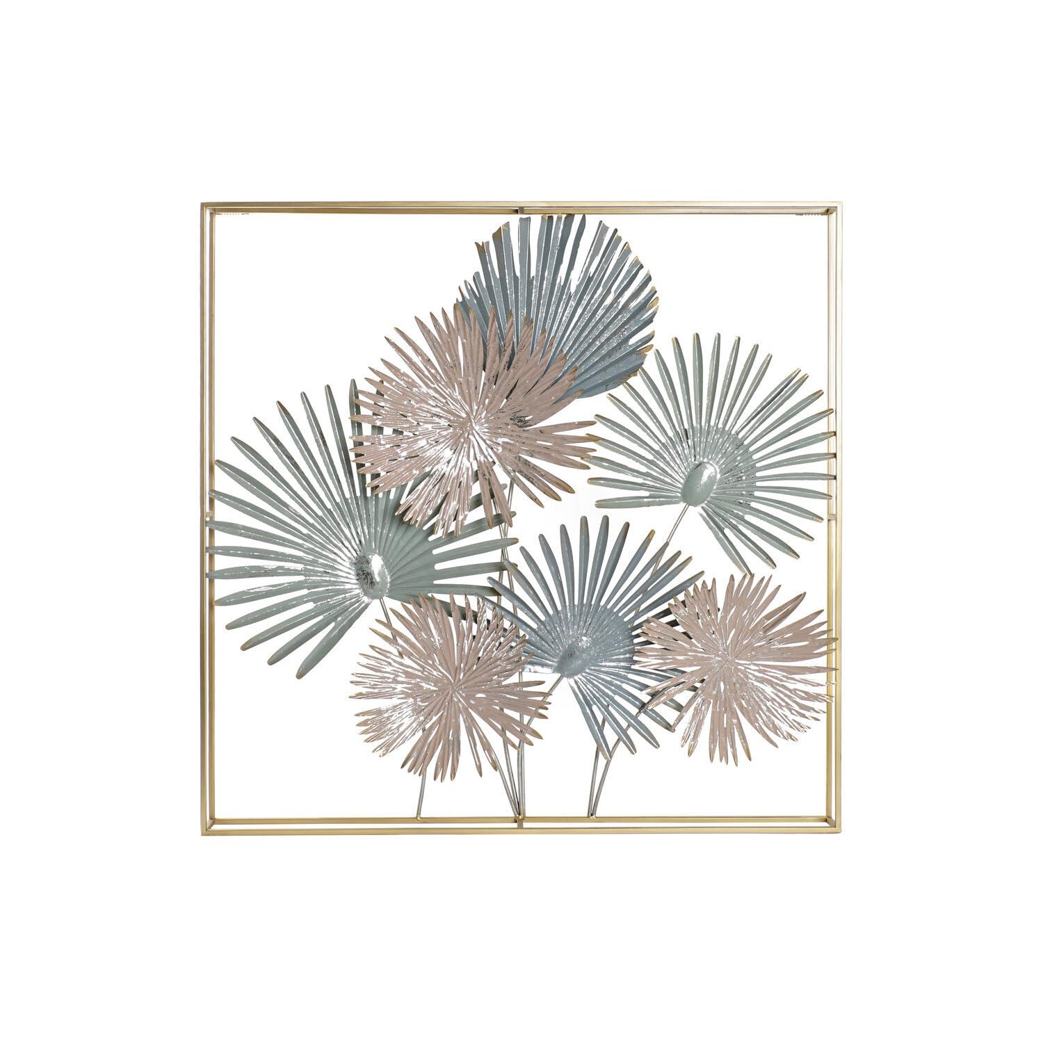 DECORACION PARED METAL 90X7X90 HOJAS MULTICOLOR