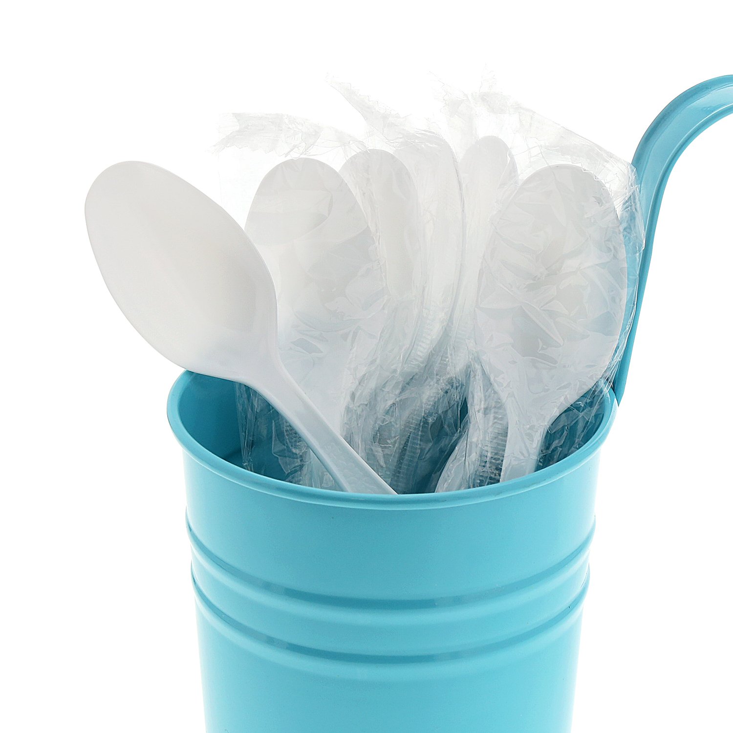 AmerCareRoyal Heavy Weight Individually Wrapped Disposable Polystyrene Plastic Teaspoons for Restaurants and Catering – Paper, White, Pack of 1000, Model S2601FW-C