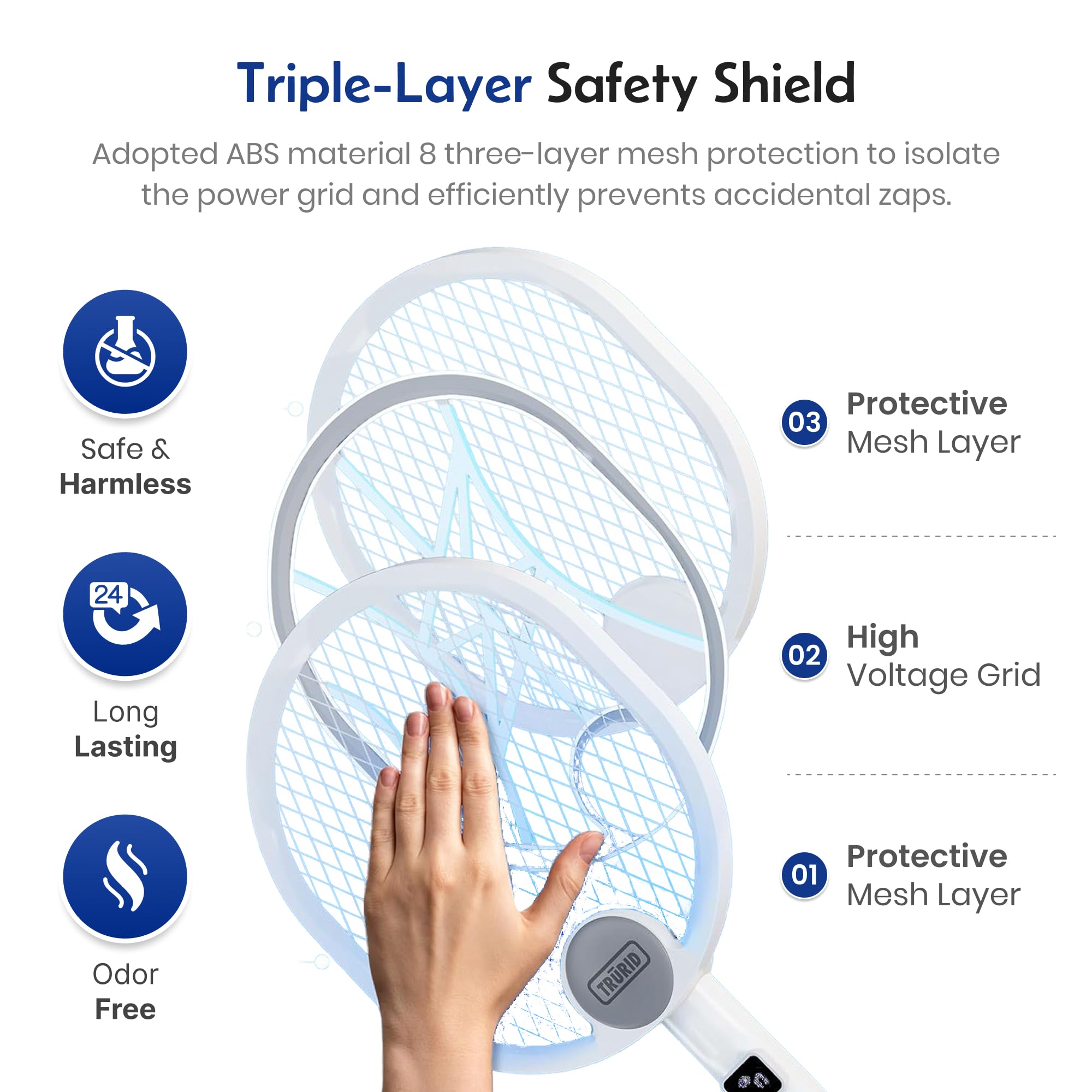 Matamoscas y Zapper 2 en 1 – Zapper de Mosquitos Recargable con Contador de Matanza, matamoscas de Alto Voltaje y Trampa de Mosquitos con luz UV para Control de plagas en Interiores y Exteriores
