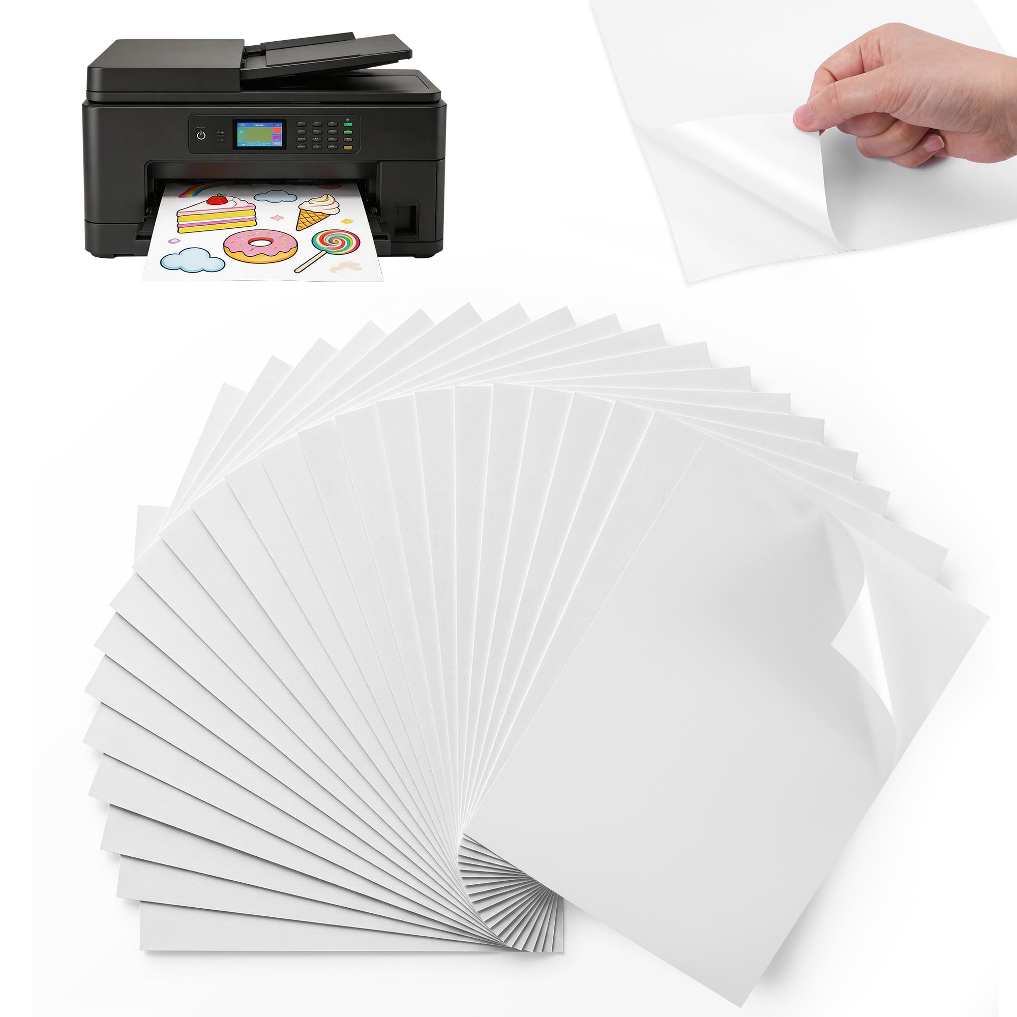 25Pcs A4 Double Sided Adhesive Sheets, White Clear Double Sided Tape Sheets
