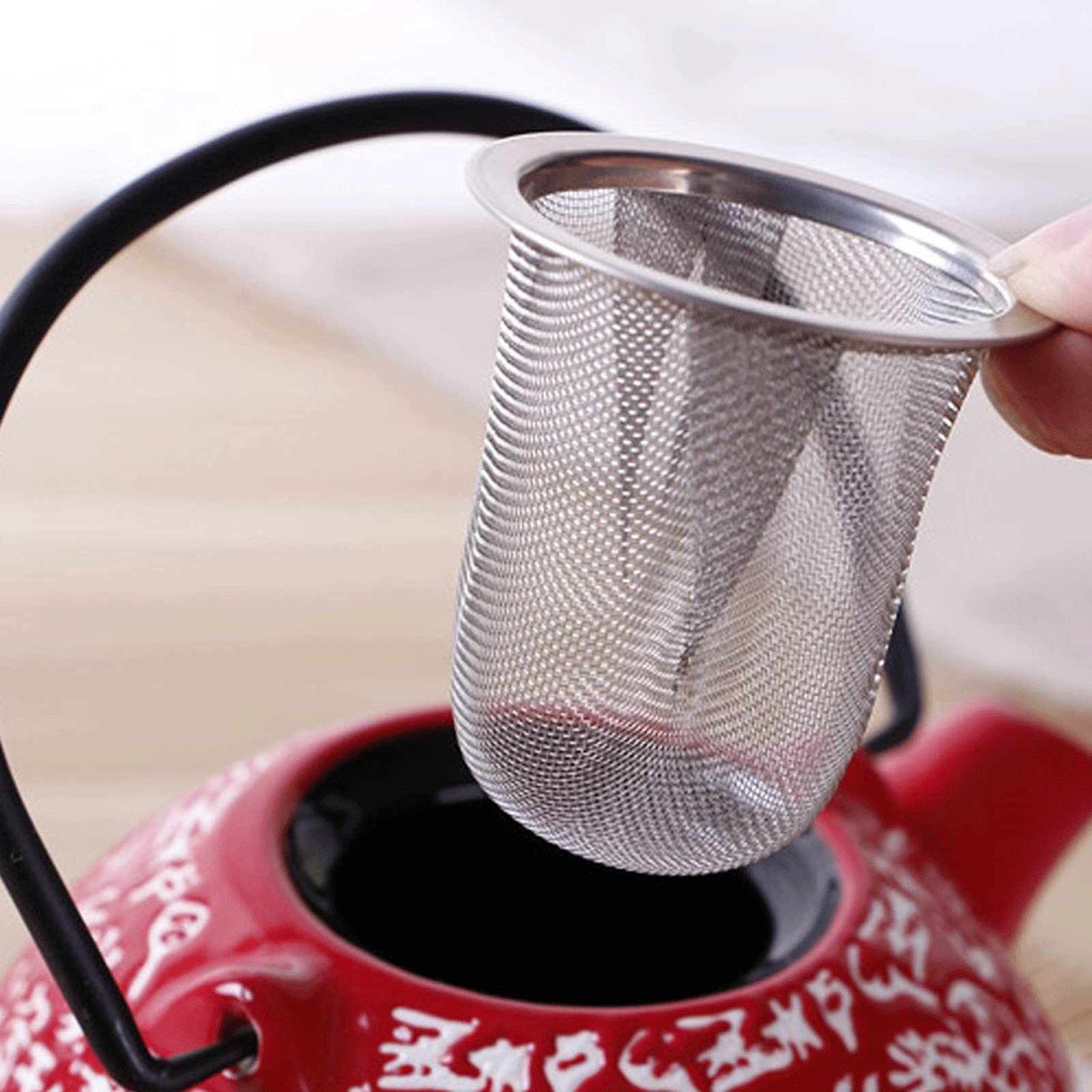 Colador de té de 5,1 a 9 cm de diámetro, reutilizable, de malla de acero inoxidable, infusor de té, tetera, filtro de especias, accesorios de cocina (9 cm)