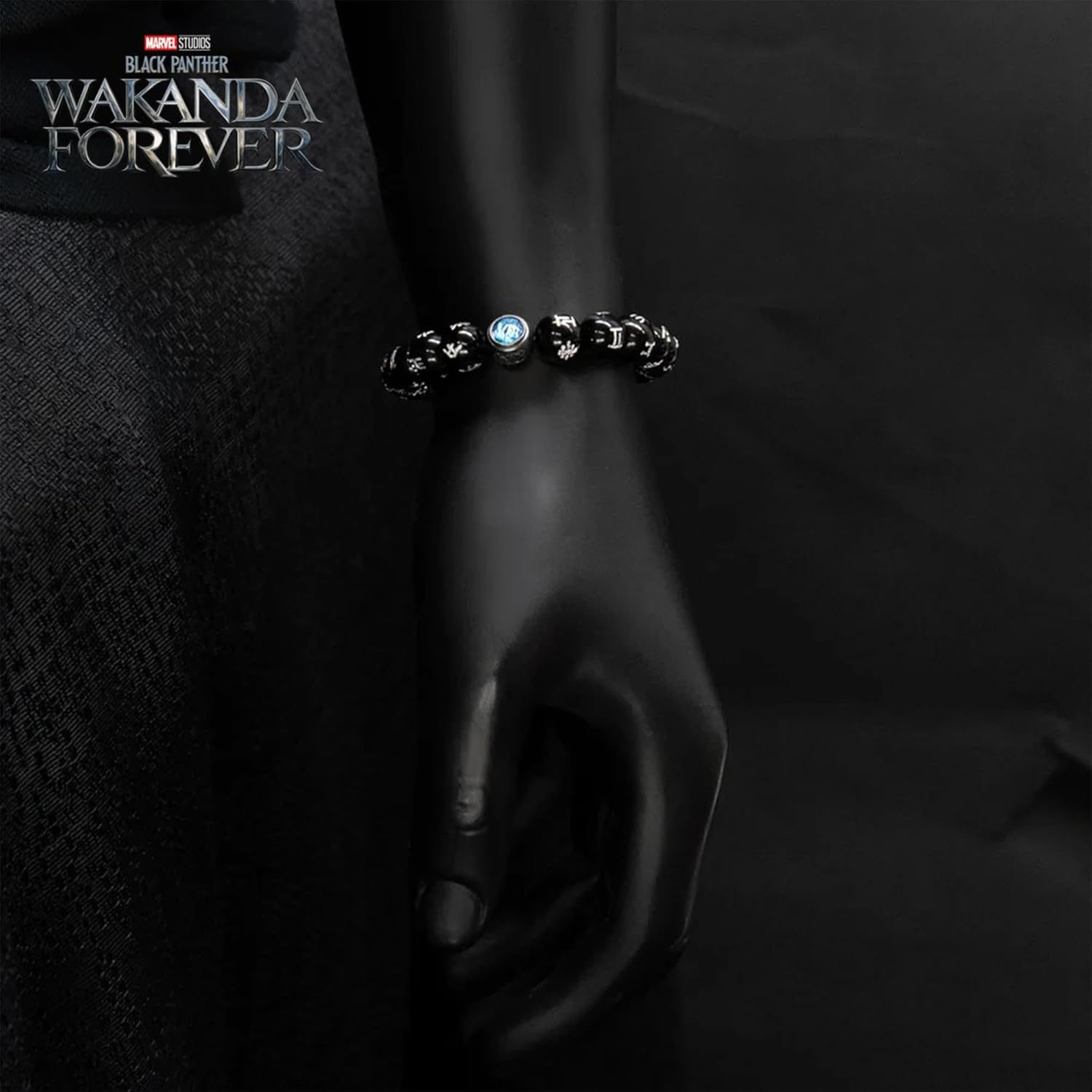 Marvel Studios Black Panther Light-Up Kimoyo Beads Bracelet Prop Replica - Officially Licensed Collectible - Panther Jewelry - Marvel Black - Wakanda