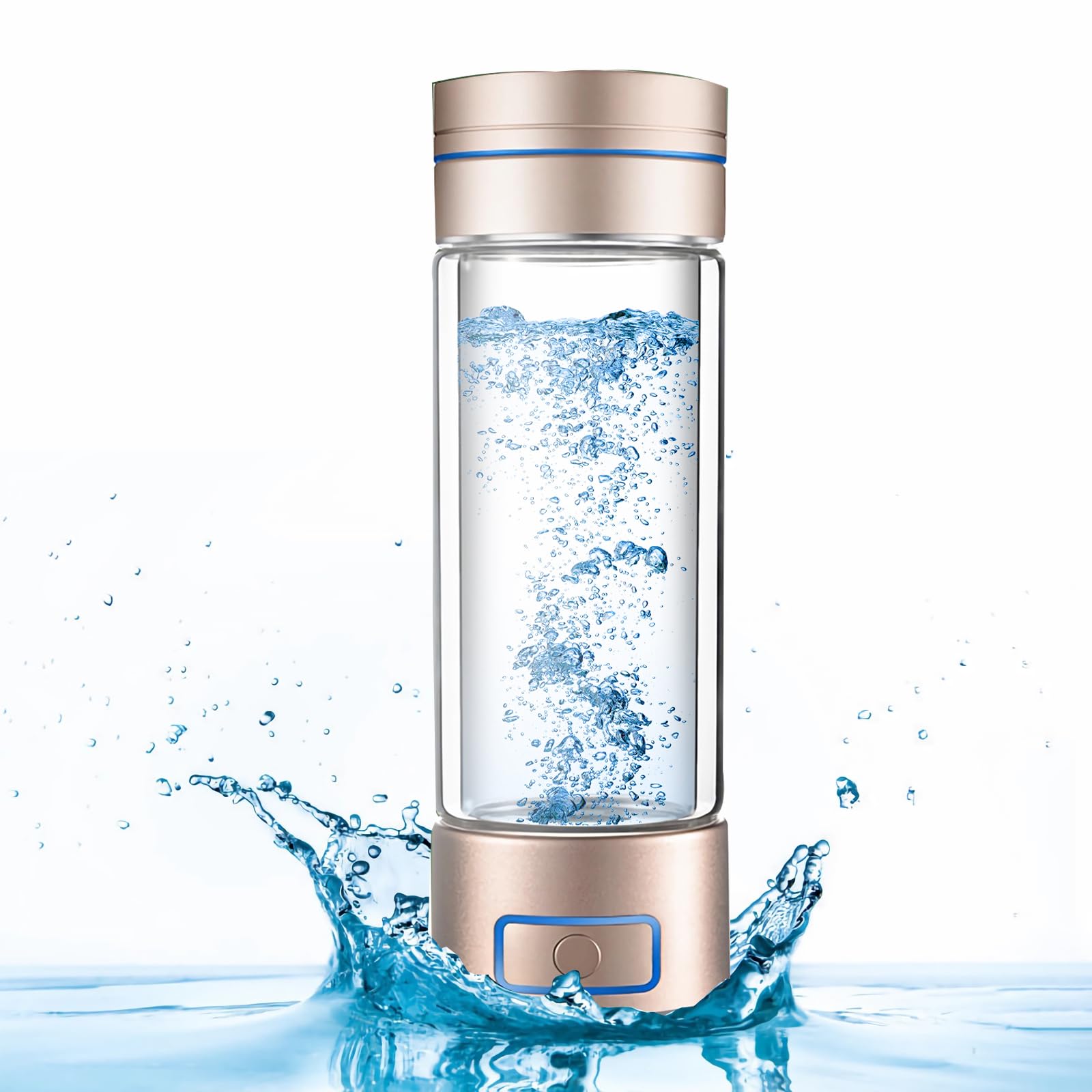 HQQMNY Hydrogen-rich water bottle Hydrogen Water Bottle Hydrogen content 9000ppb Portable Hydrogen Water Generator with PEM & SPE Technology 260ml Portable Hydrogen Water Generator Maker (Gold)