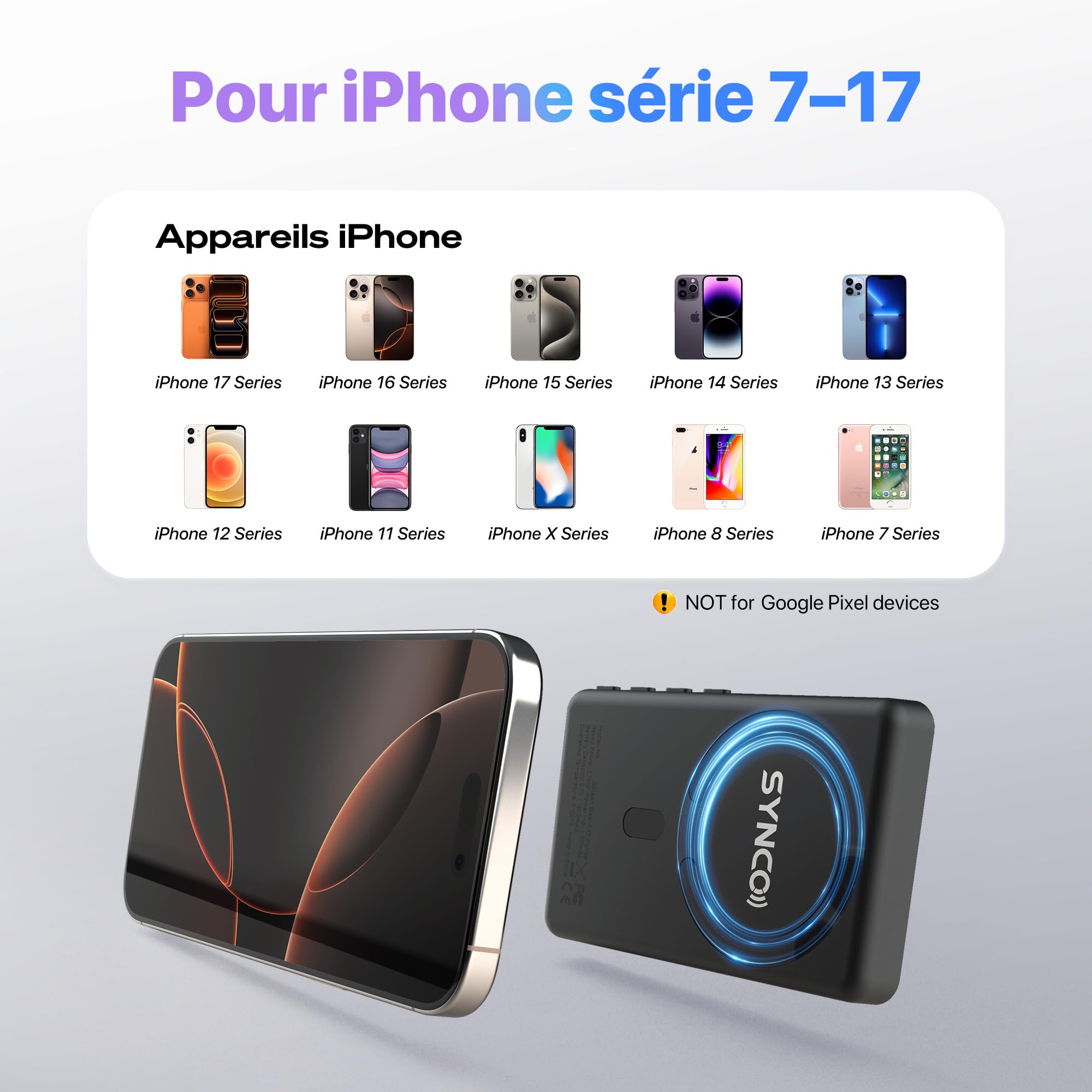 SYNCO XView Écran Moniteur Selfie Vlog avec Écran Tactile pour iPhone 7-17 & Samsung, Caméra Arrière Magnétique 4K/1080p 3H et Haut-Parleur Intégré pour Youtube, TikTok (Noir)