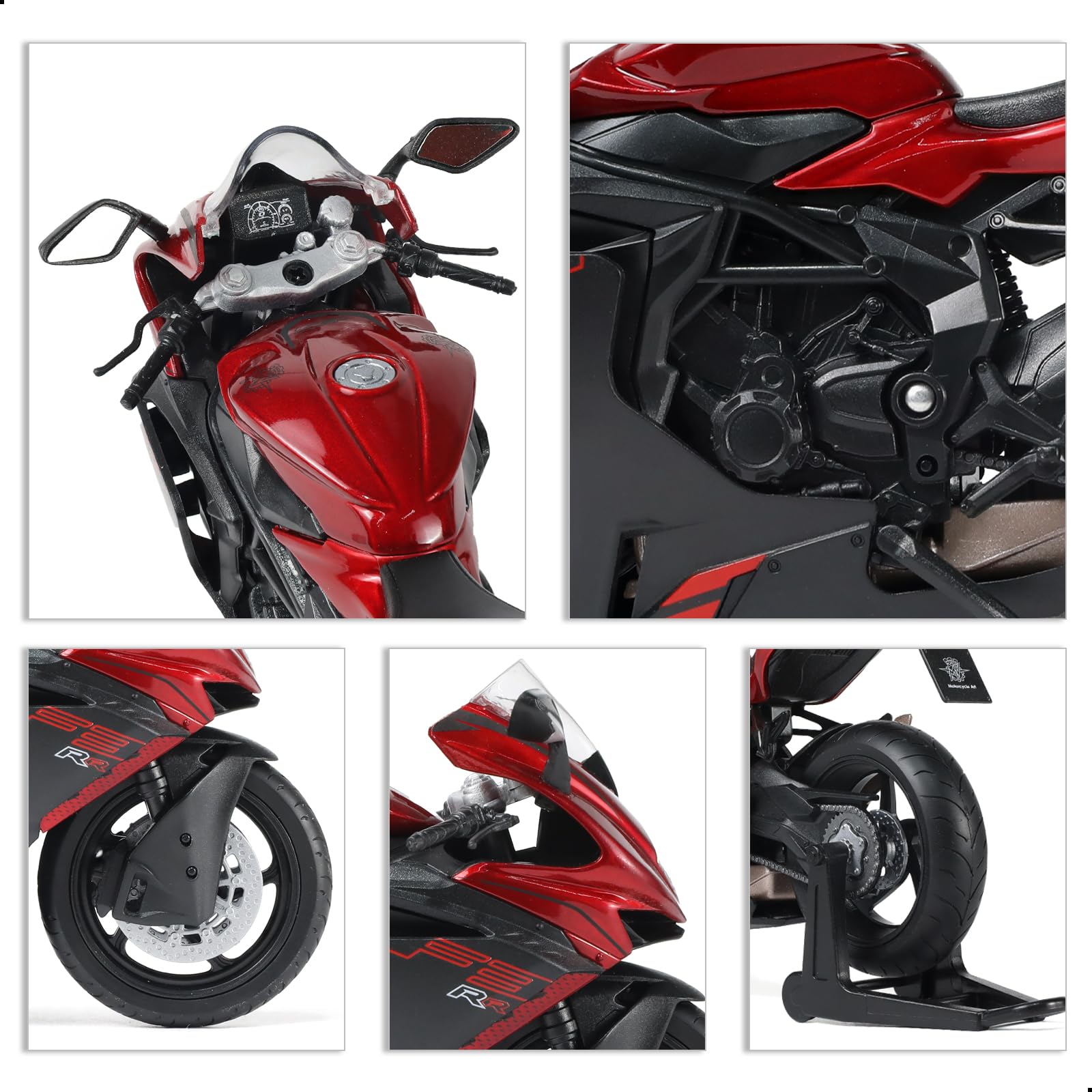 1/12 moto giocattolo giocattolo compatibile per MV Agusta F3 RR in lega pressofusione modello nessun assemblaggio richiesto mini-racing moto collezione adulto (rosso)