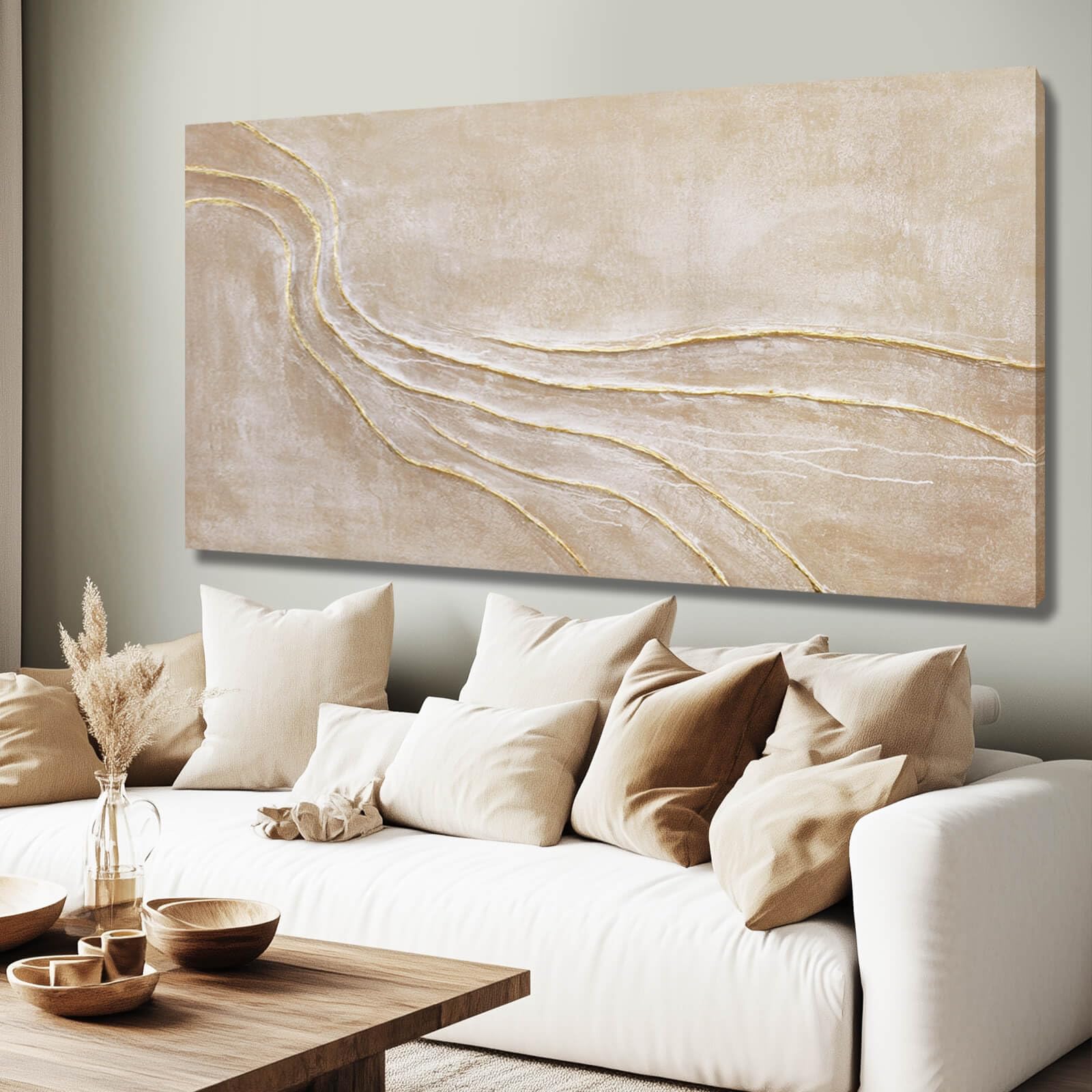 NBAODAN Gold & Pink 48 x 24 Canvas